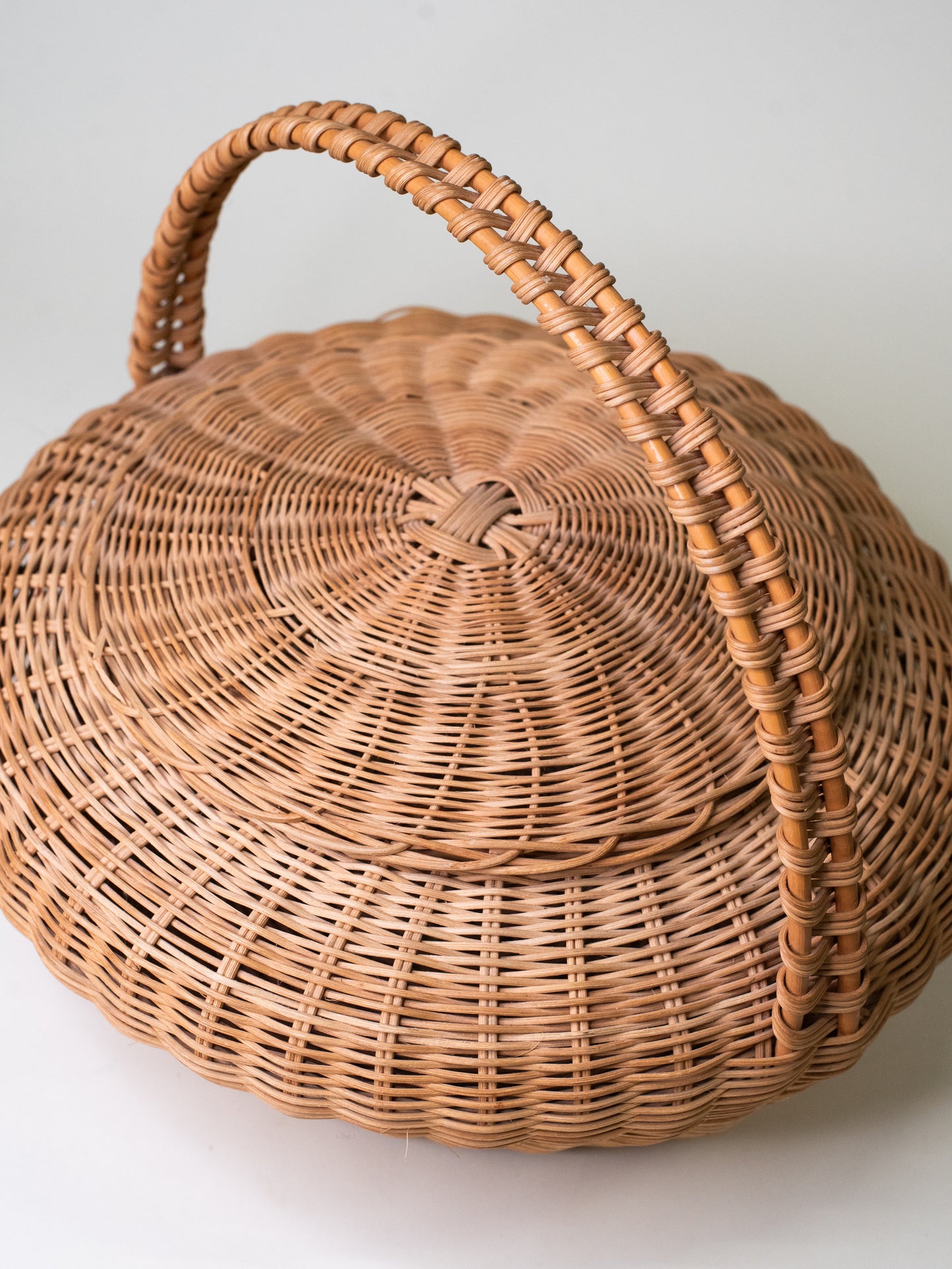 Large Woven Basket with Lid - Finland, Mid-Century