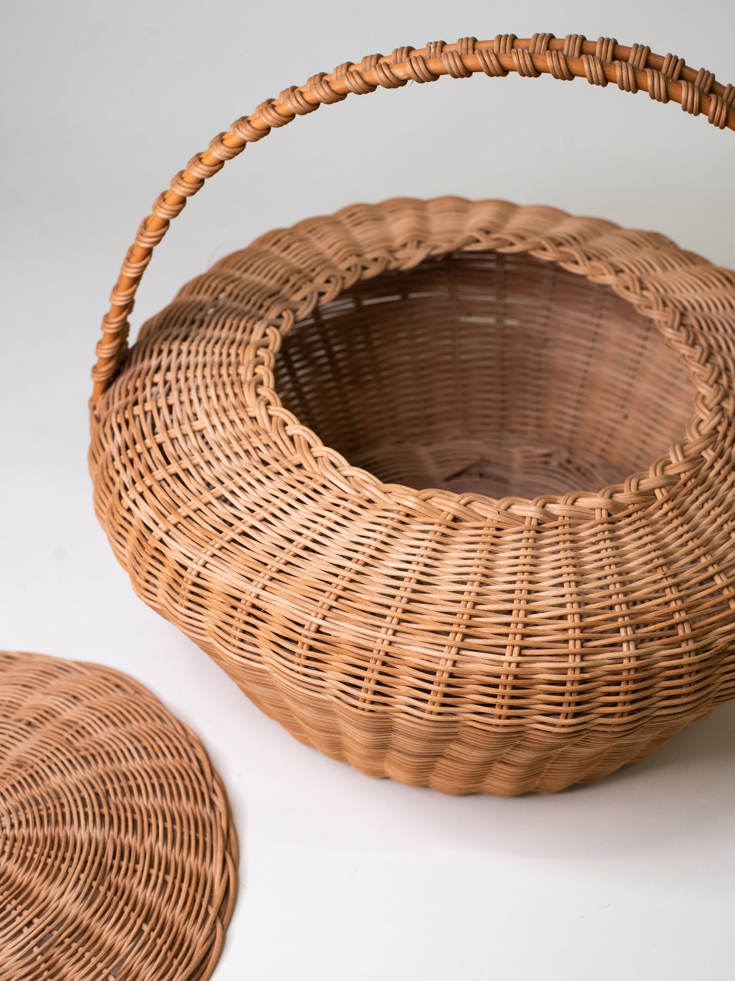 Large Woven Basket with Lid - Finland, Mid-Century