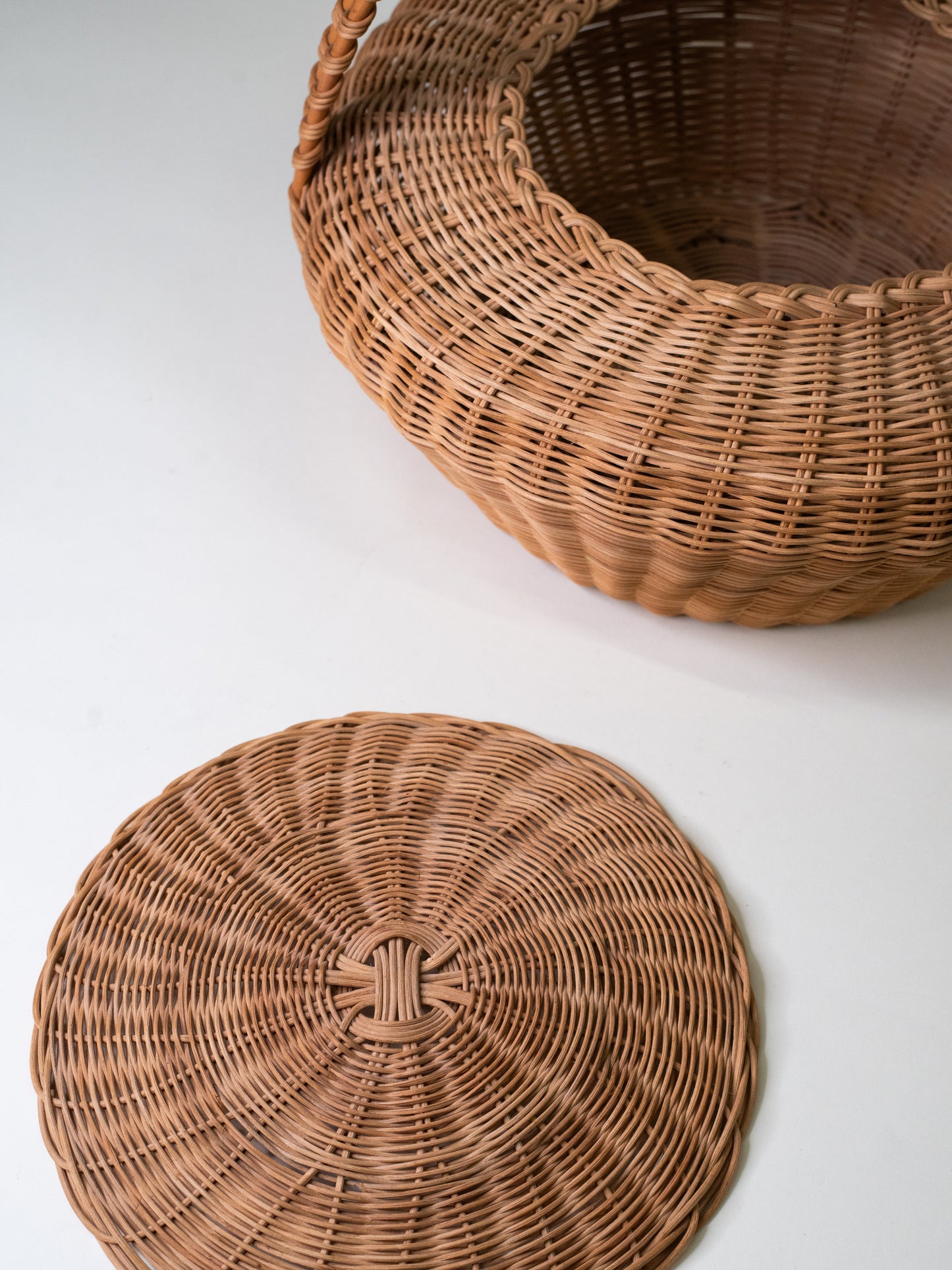 Large Woven Basket with Lid - Finland, Mid-Century