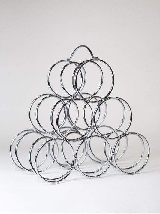 Vintage Chrome Wire Bottle Stand – Mid-Century Barware