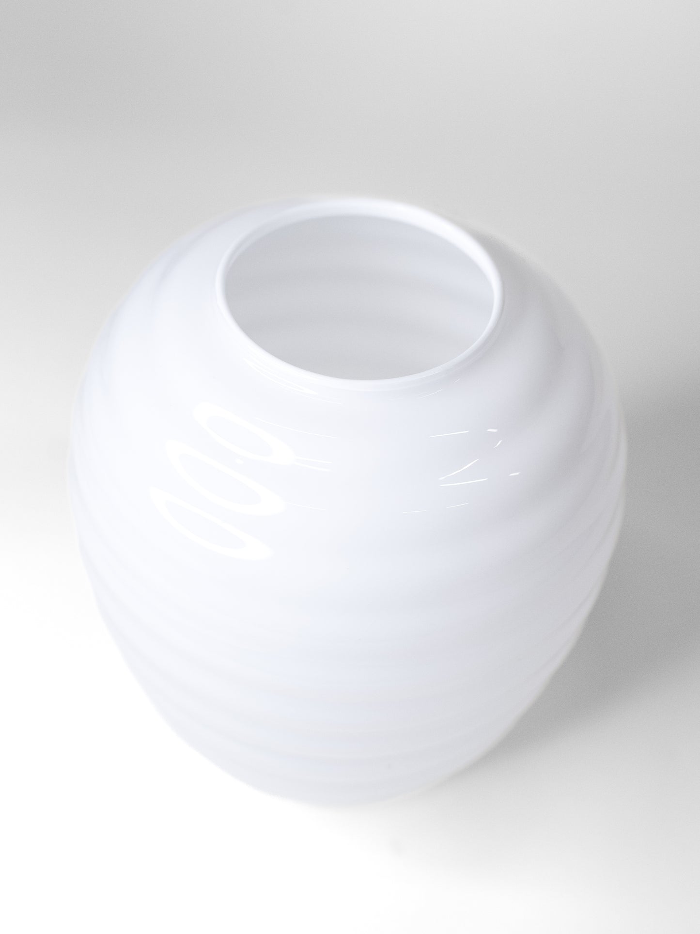 White Ribbed Glass Vase by Vetreria Etrusca - Italy, 1980s
