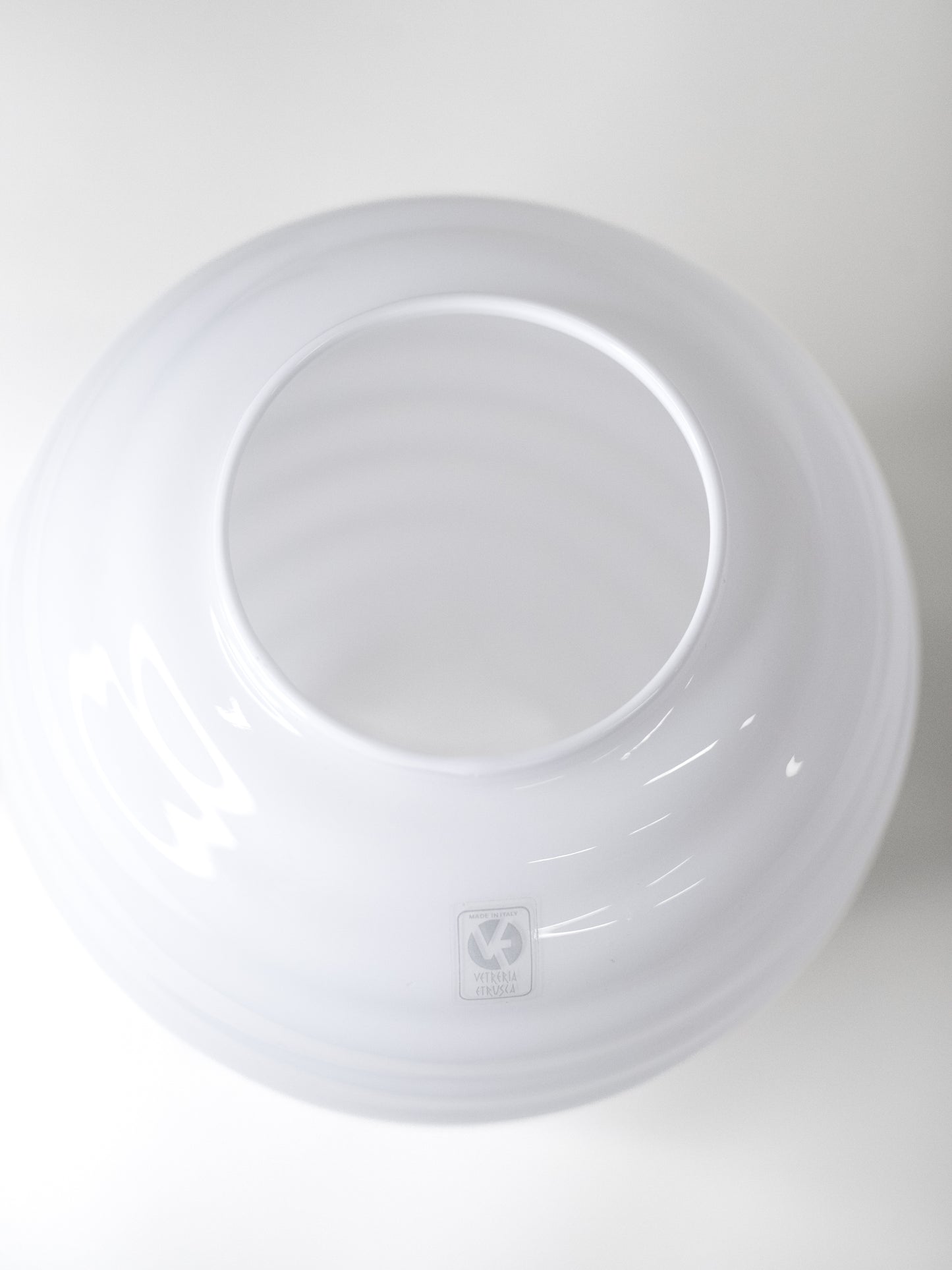 White Ribbed Glass Vase by Vetreria Etrusca - Italy, 1980s