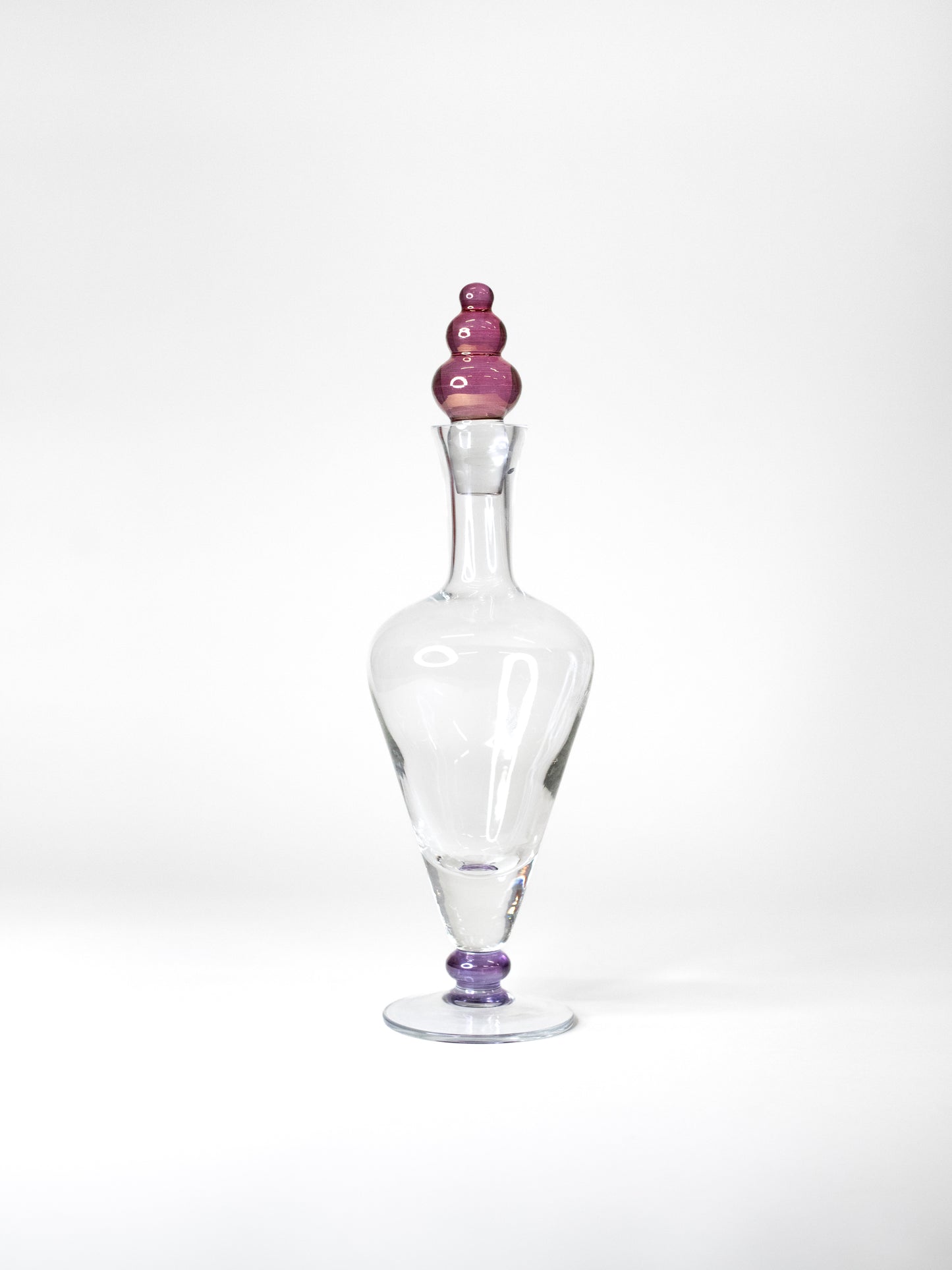 Rare Vintage Decanter with Purple Stopper – Europe, Mid-Century
