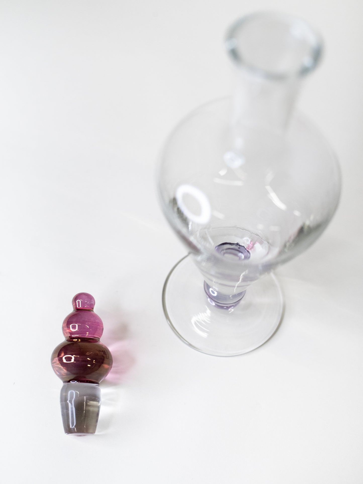 Rare Vintage Decanter with Purple Stopper – Europe, Mid-Century