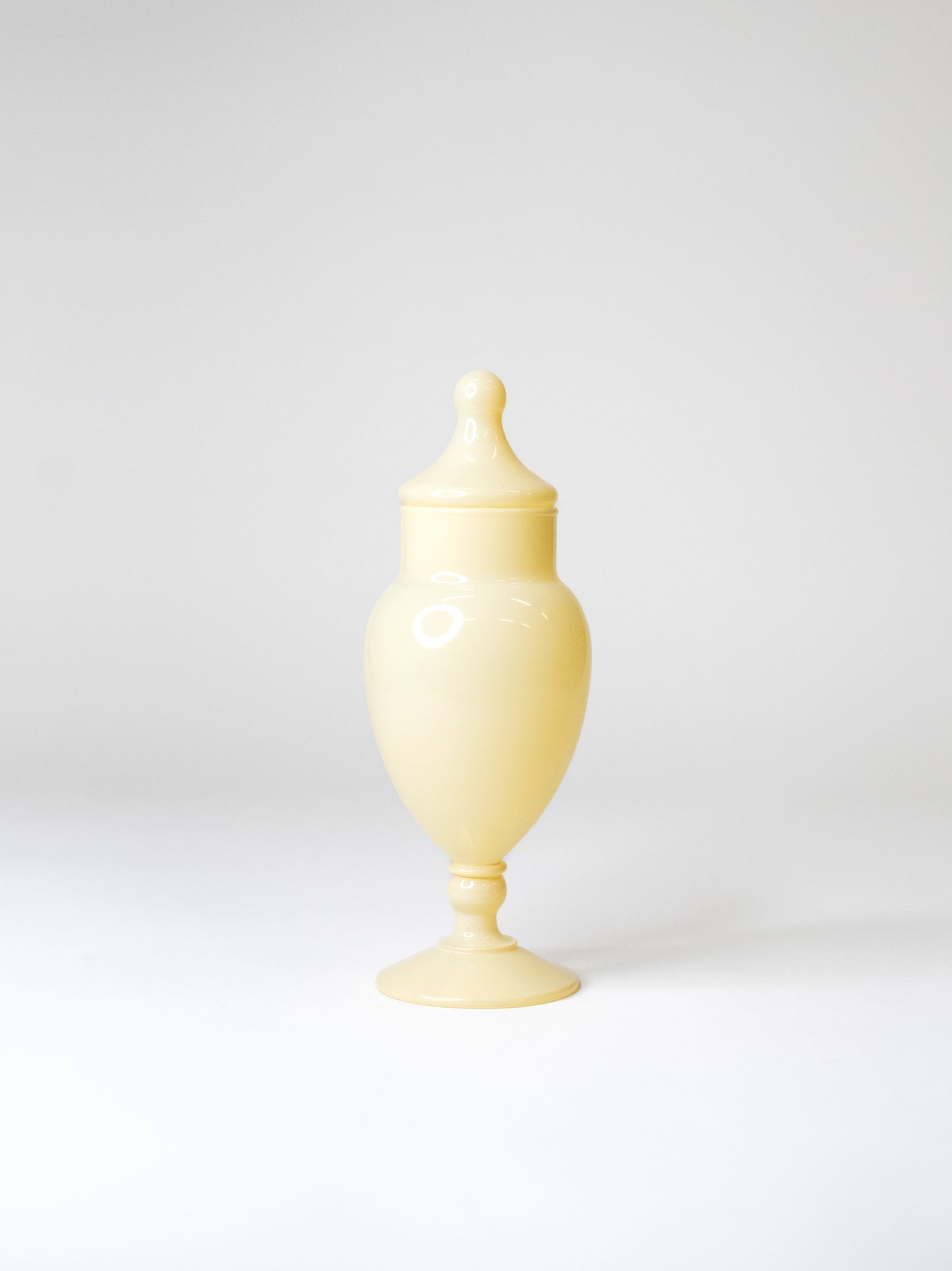 Vintage Yellow Opaline Glass Jar with Lid - Europe, Mid-Century