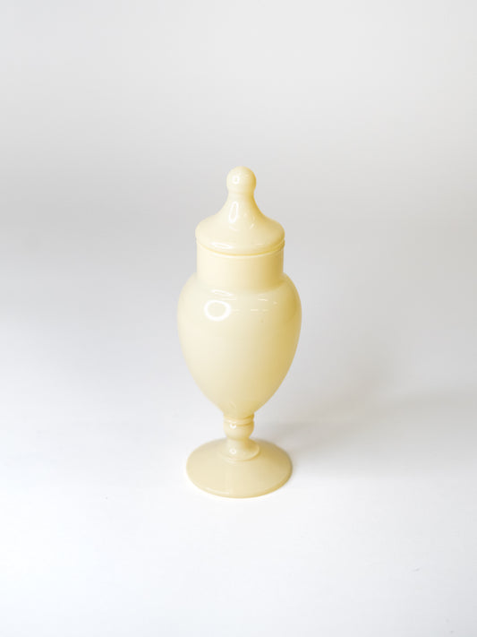 Vintage Yellow Opaline Glass Jar with Lid - Europe, Mid-Century