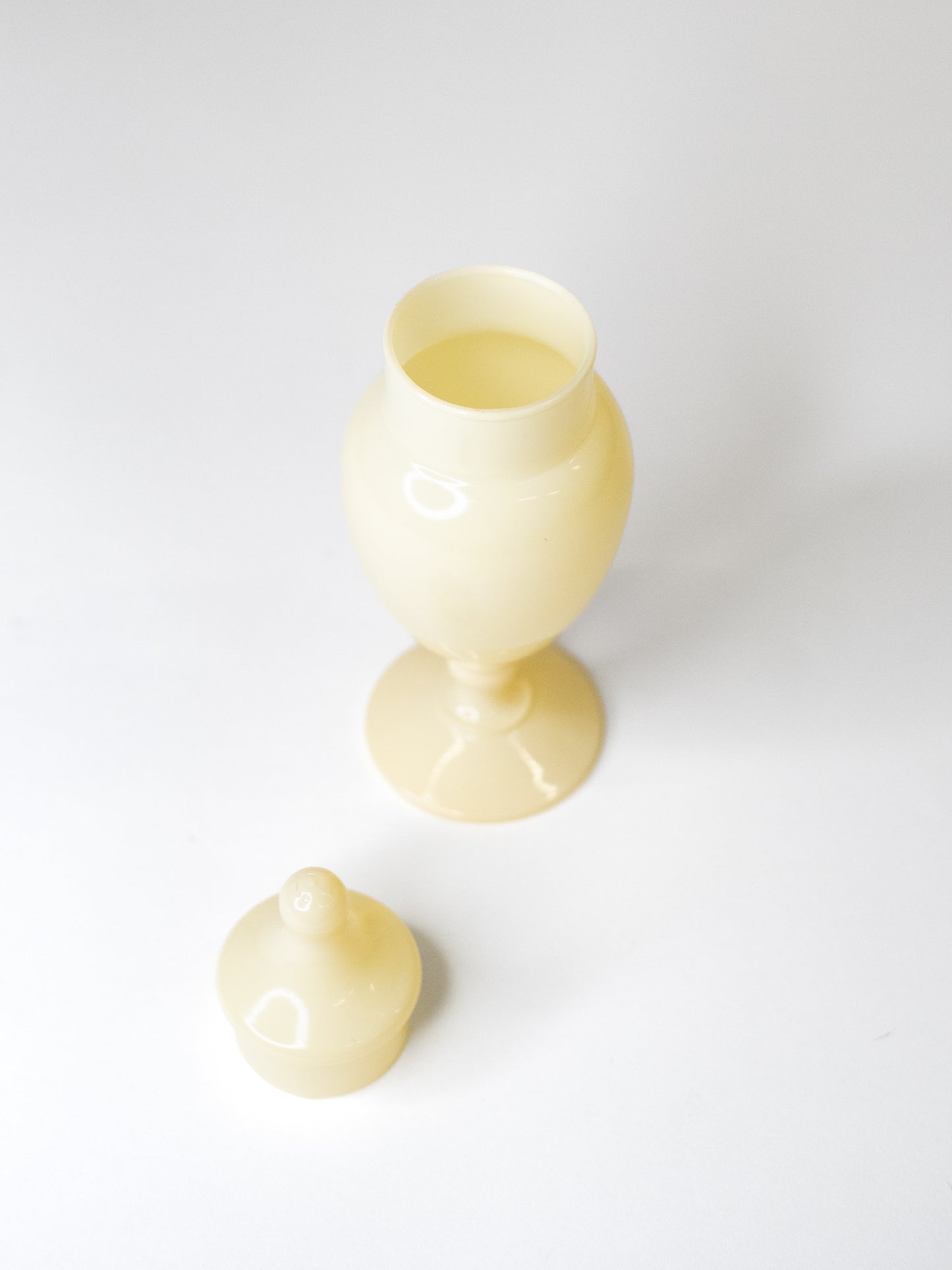 Vintage Yellow Opaline Glass Jar with Lid - Europe, Mid-Century