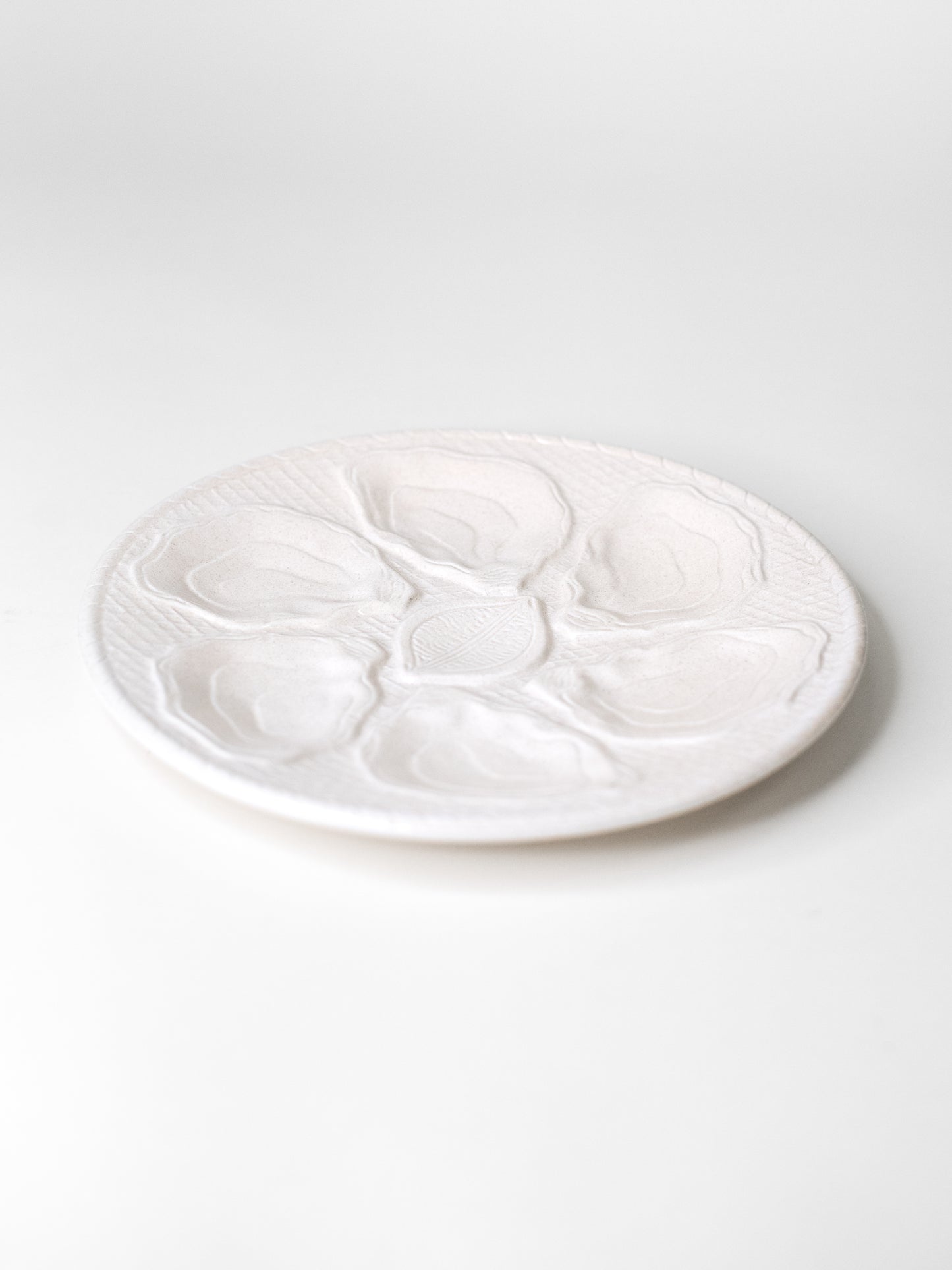 Vintage Oyster Plate – Cream Glazed Stoneware - France, 1950s