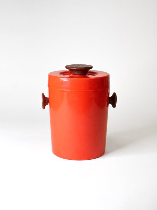 Danish Mid-Century Orange Ice Bucket by Luthje Wood - Denmark, 1960s