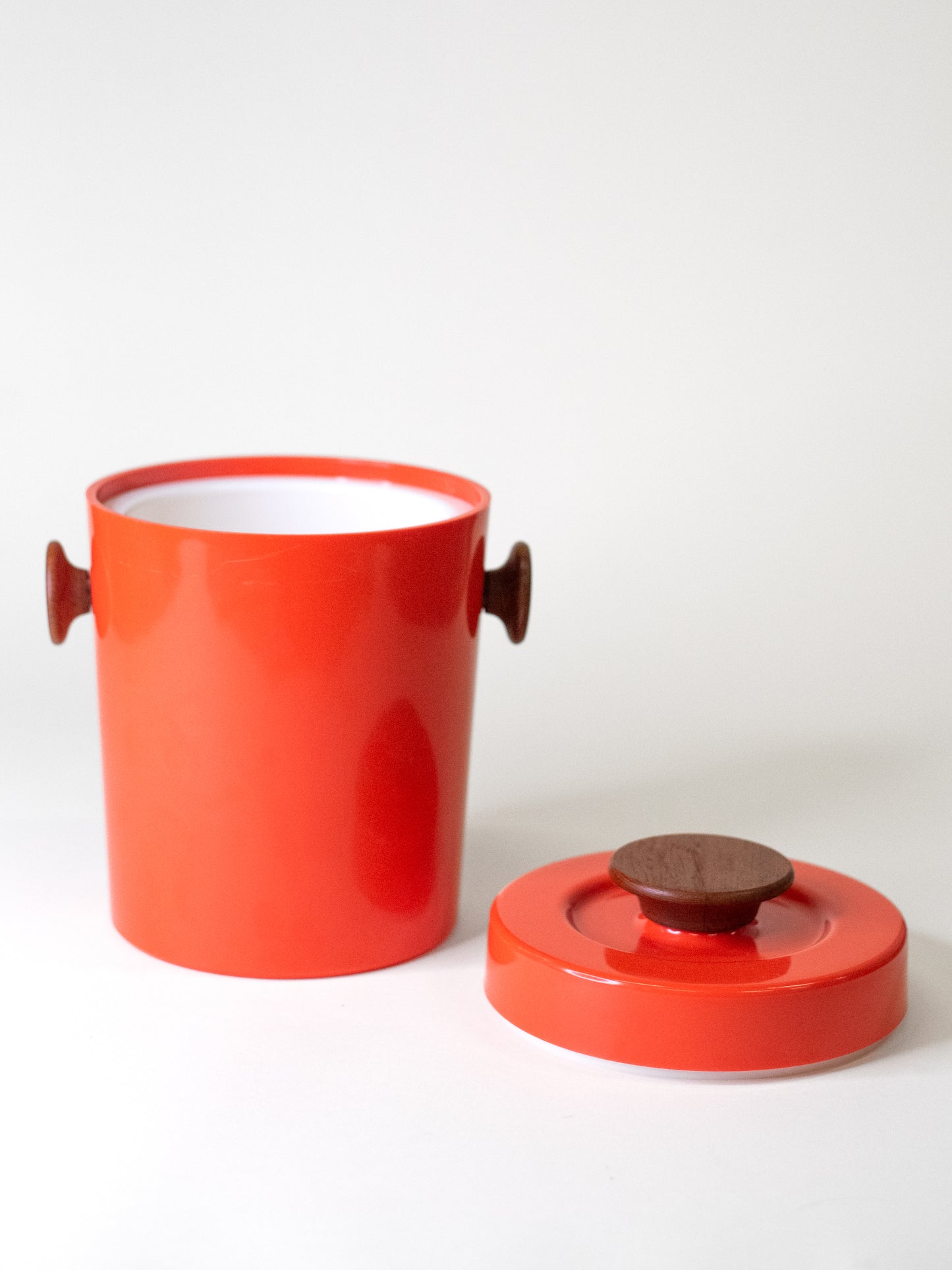 Danish Mid-Century Orange Ice Bucket by Luthje Wood - Denmark, 1960s