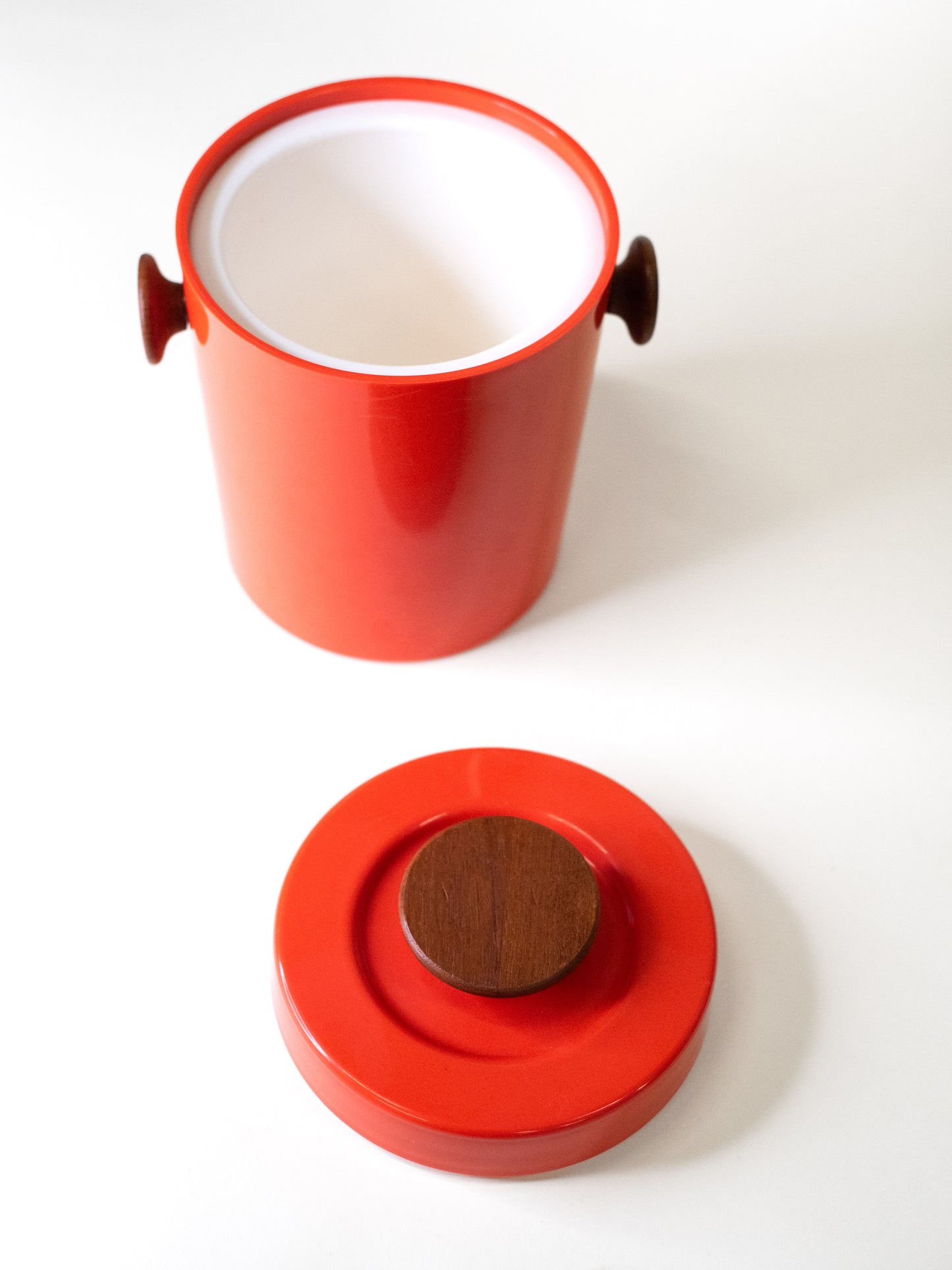 Danish Mid-Century Orange Ice Bucket by Luthje Wood - Denmark, 1960s