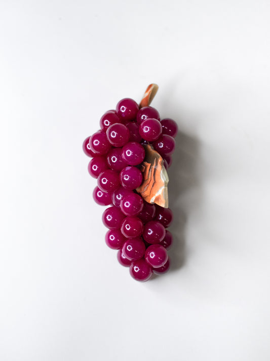 Vintage Stone Grapes with Agate Leaf – Italy, Mid-Century