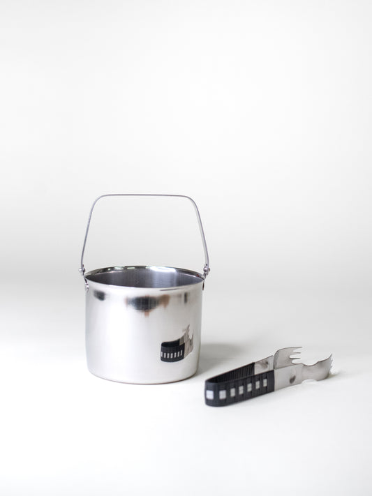 Vintage Stainless Steel Ice Bucket with Tongs - Finland, 1970s