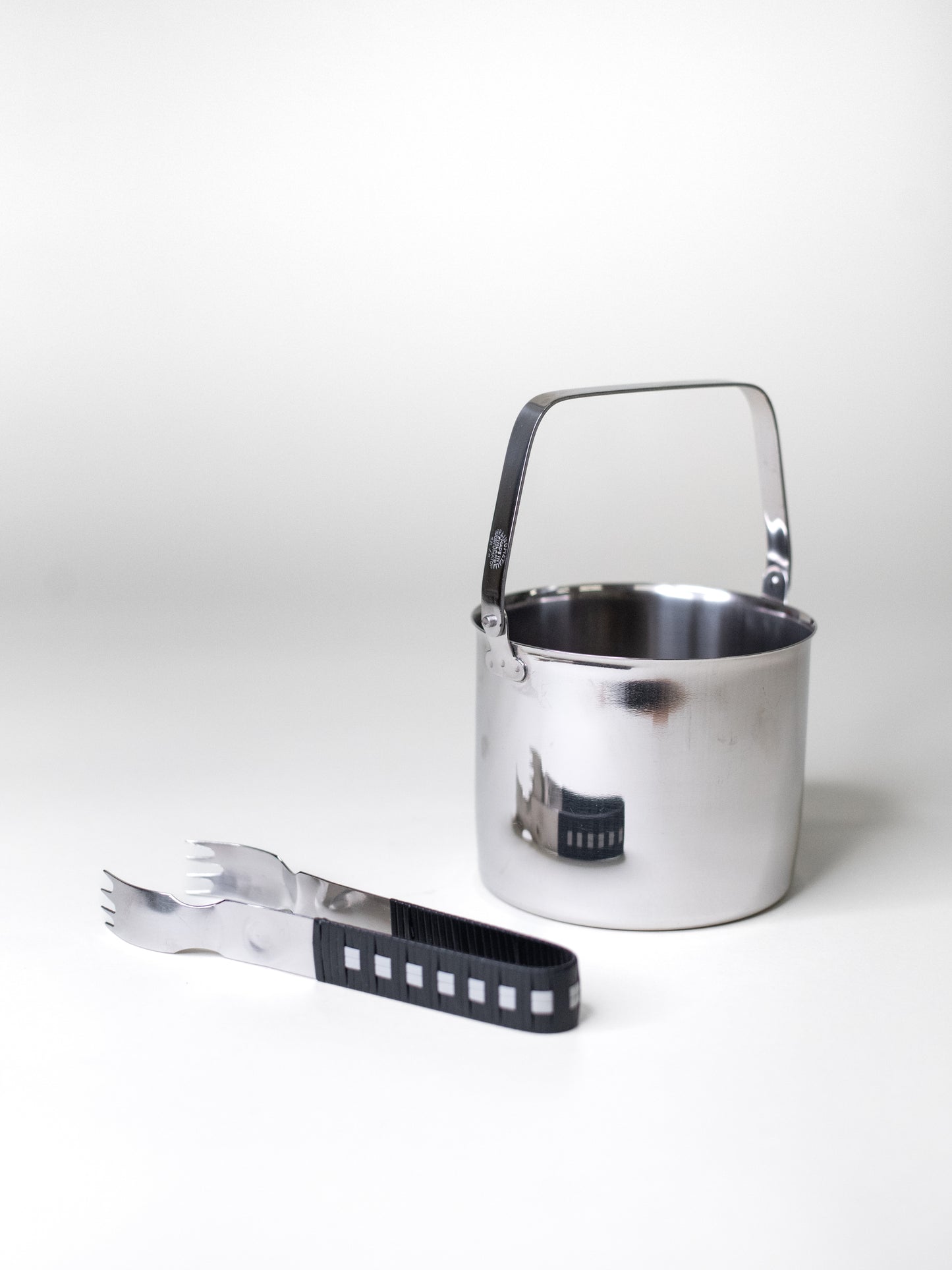 Vintage Stainless Steel Ice Bucket with Tongs - Finland, 1970s