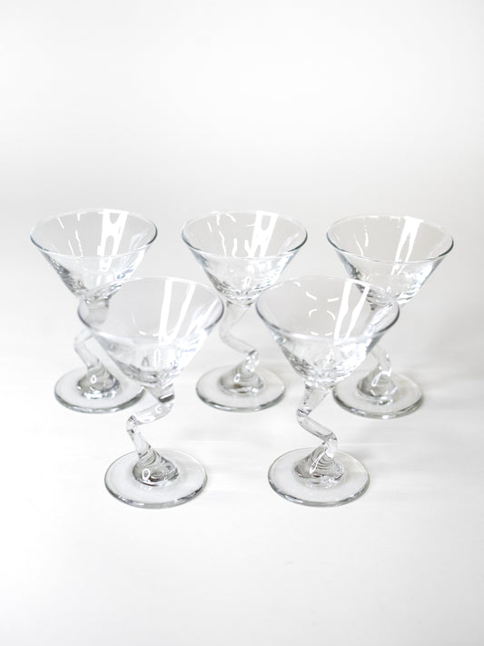 Postmodern Martini Glasses by Libbey - USA 1980s - Set of 5