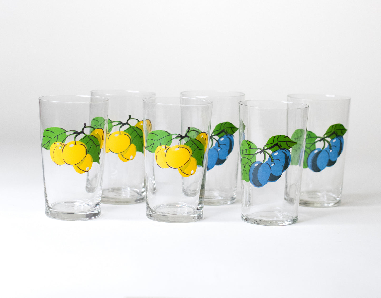 Hand-painted Mid-Century Fruit Glasses - Set of 6