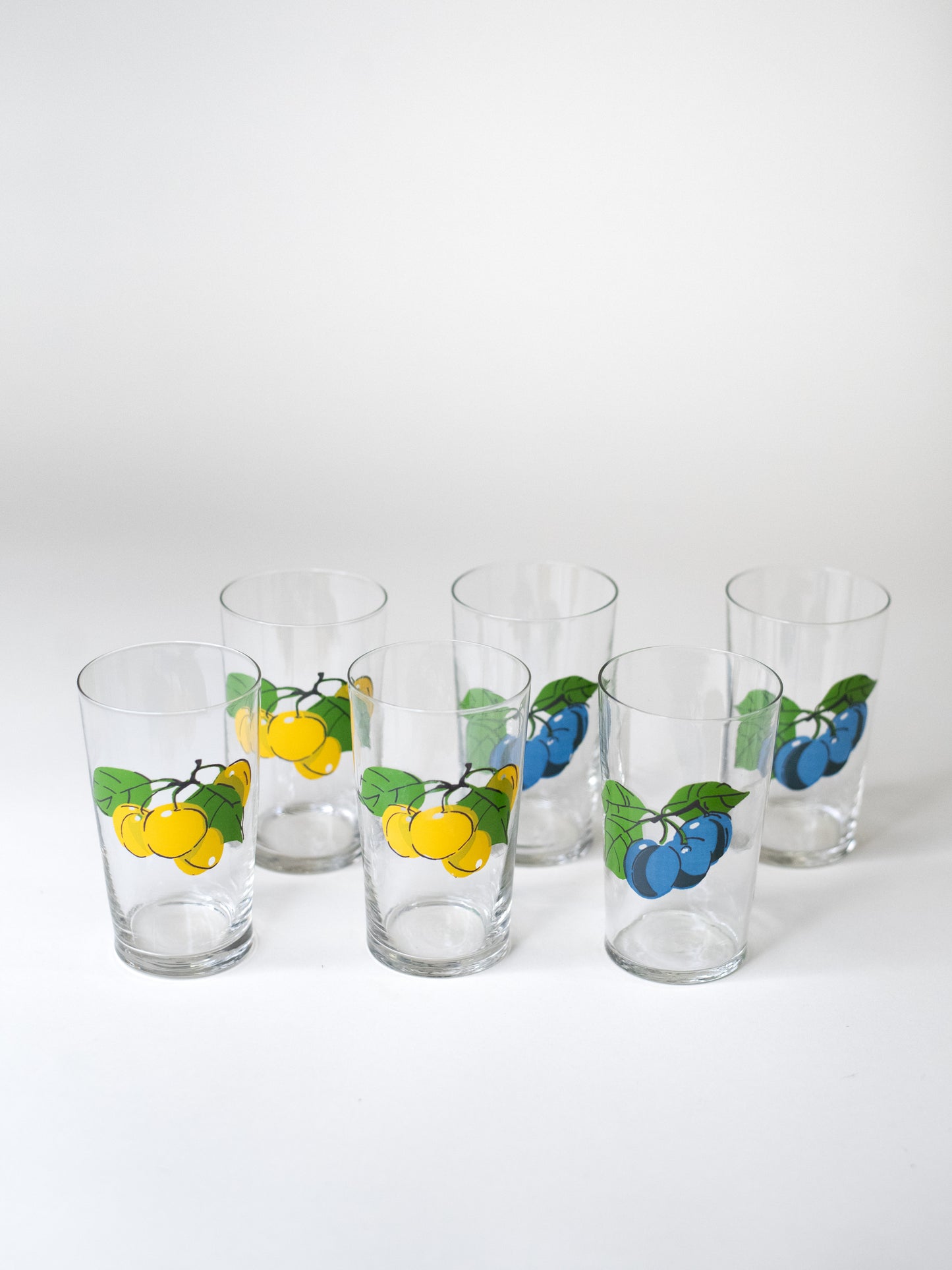 Hand-painted Mid-Century Fruit Glasses - Set of 6