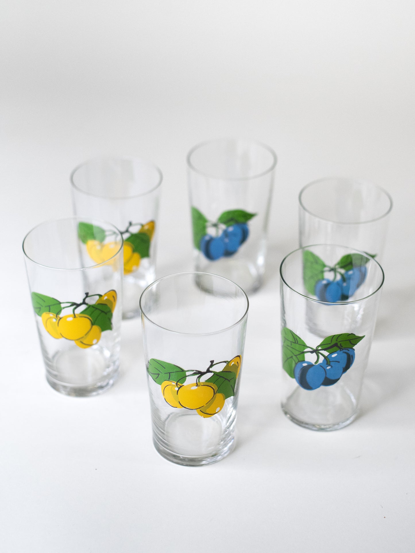 Hand-painted Mid-Century Fruit Glasses - Set of 6