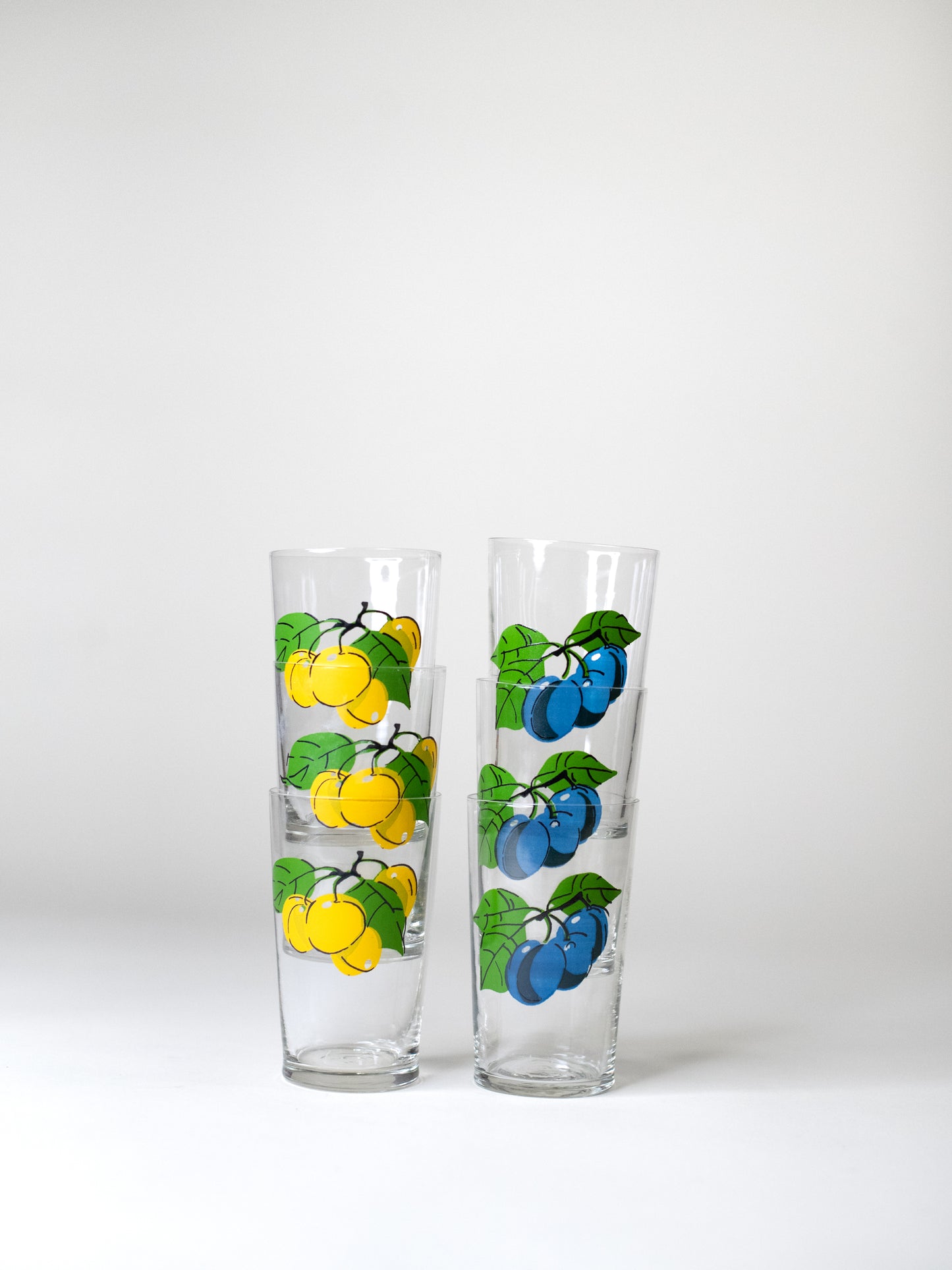 Hand-painted Mid-Century Fruit Glasses - Set of 6