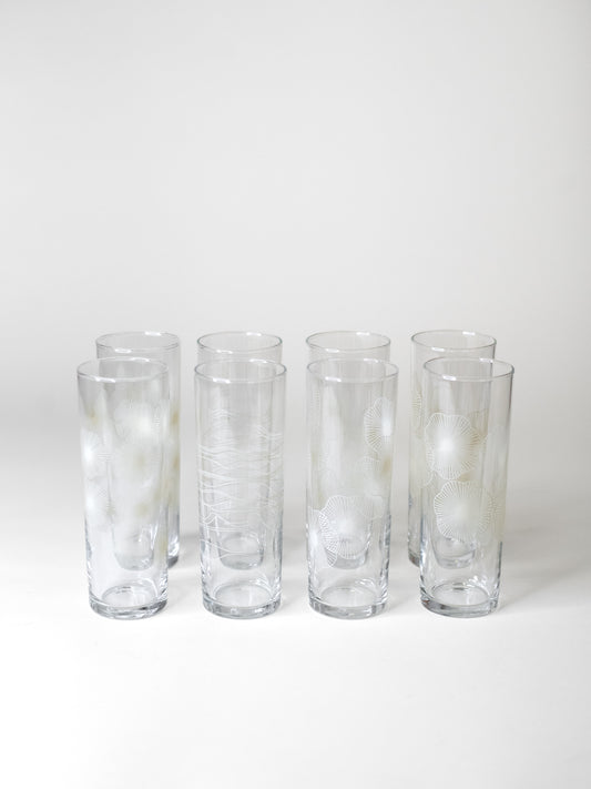 Vintage IKEA Atomic Sunburst Highball Glasses - Sweden, 1960s - Set of 8