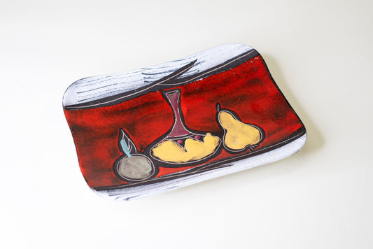 Mid-Century Ceramic Dish with Fruit Still-Life Motif