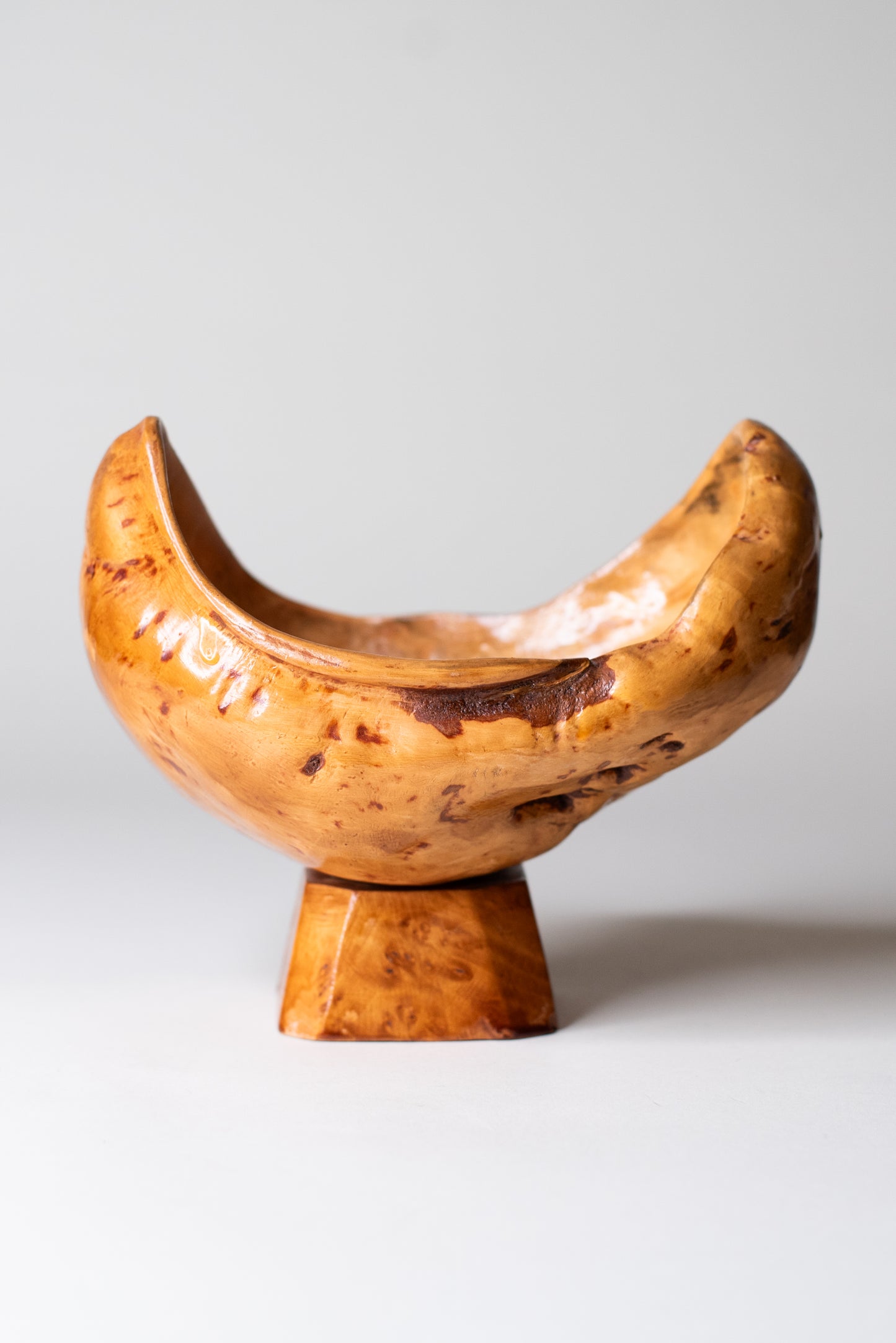 Small Burl Wood Bowl on Pedestal - Finland, Mid-Century