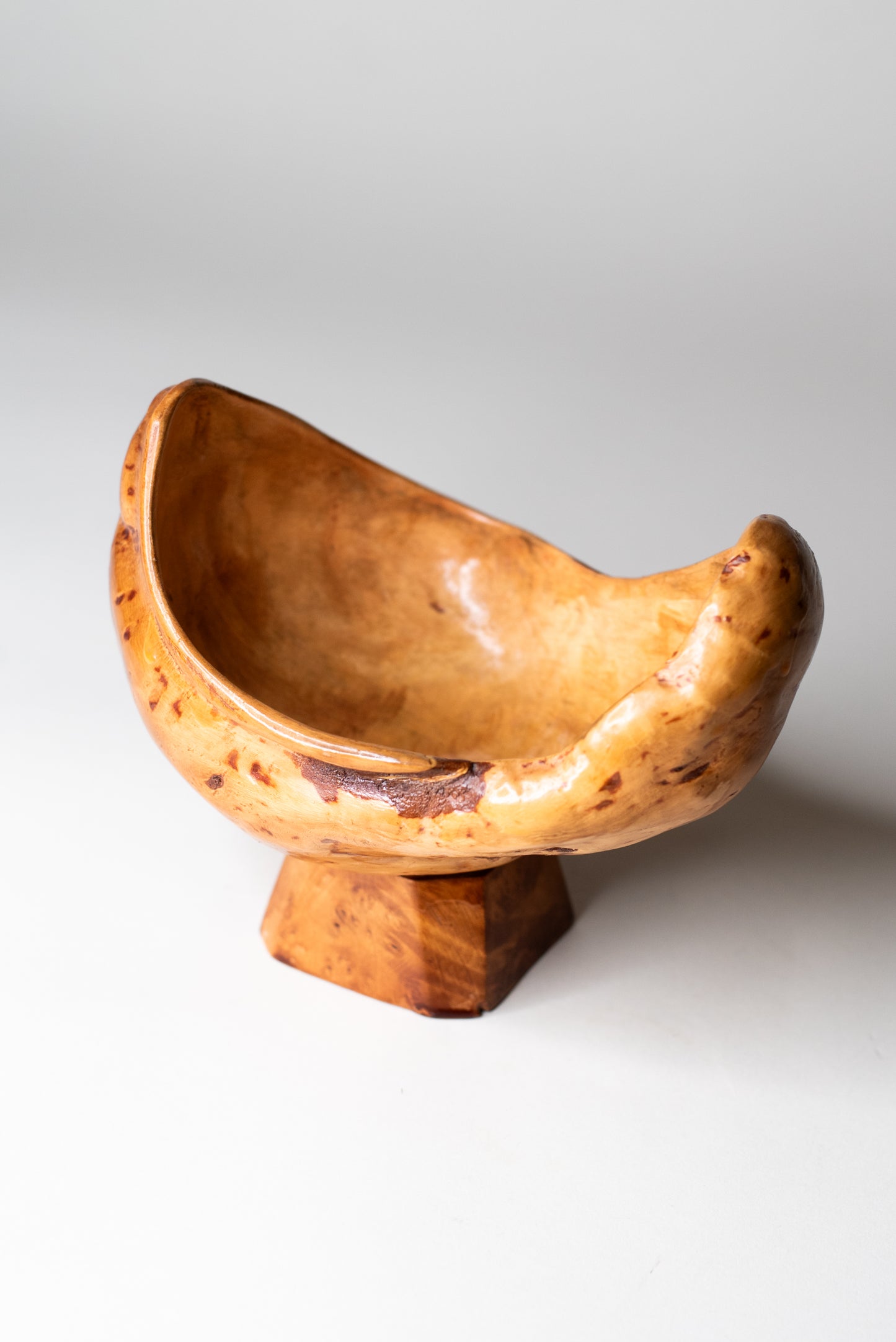 Small Burl Wood Bowl on Pedestal - Finland, Mid-Century
