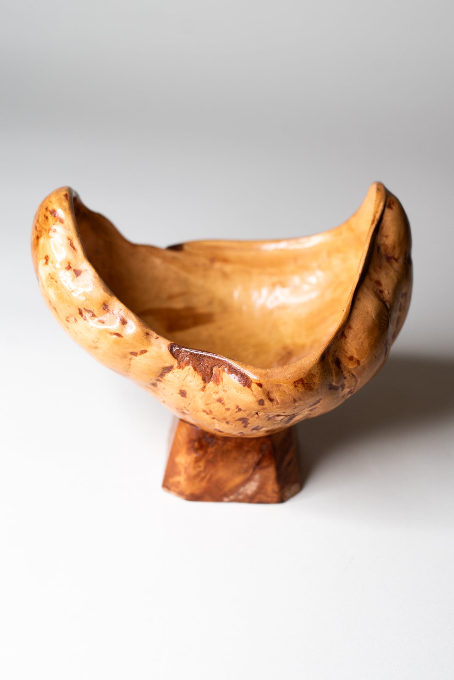 Small Burl Wood Bowl on Pedestal - Finland, Mid-Century
