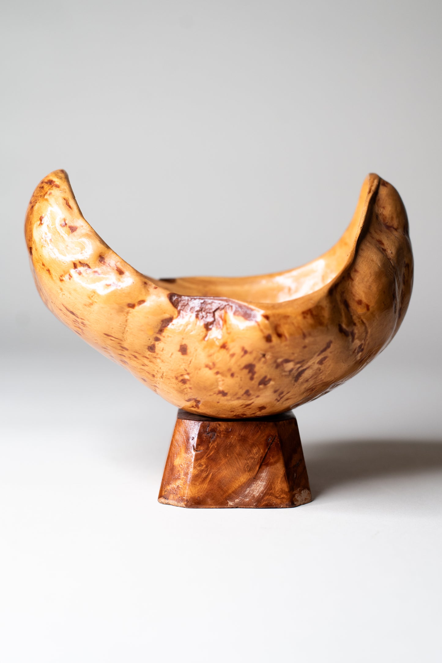 Small Burl Wood Bowl on Pedestal - Finland, Mid-Century
