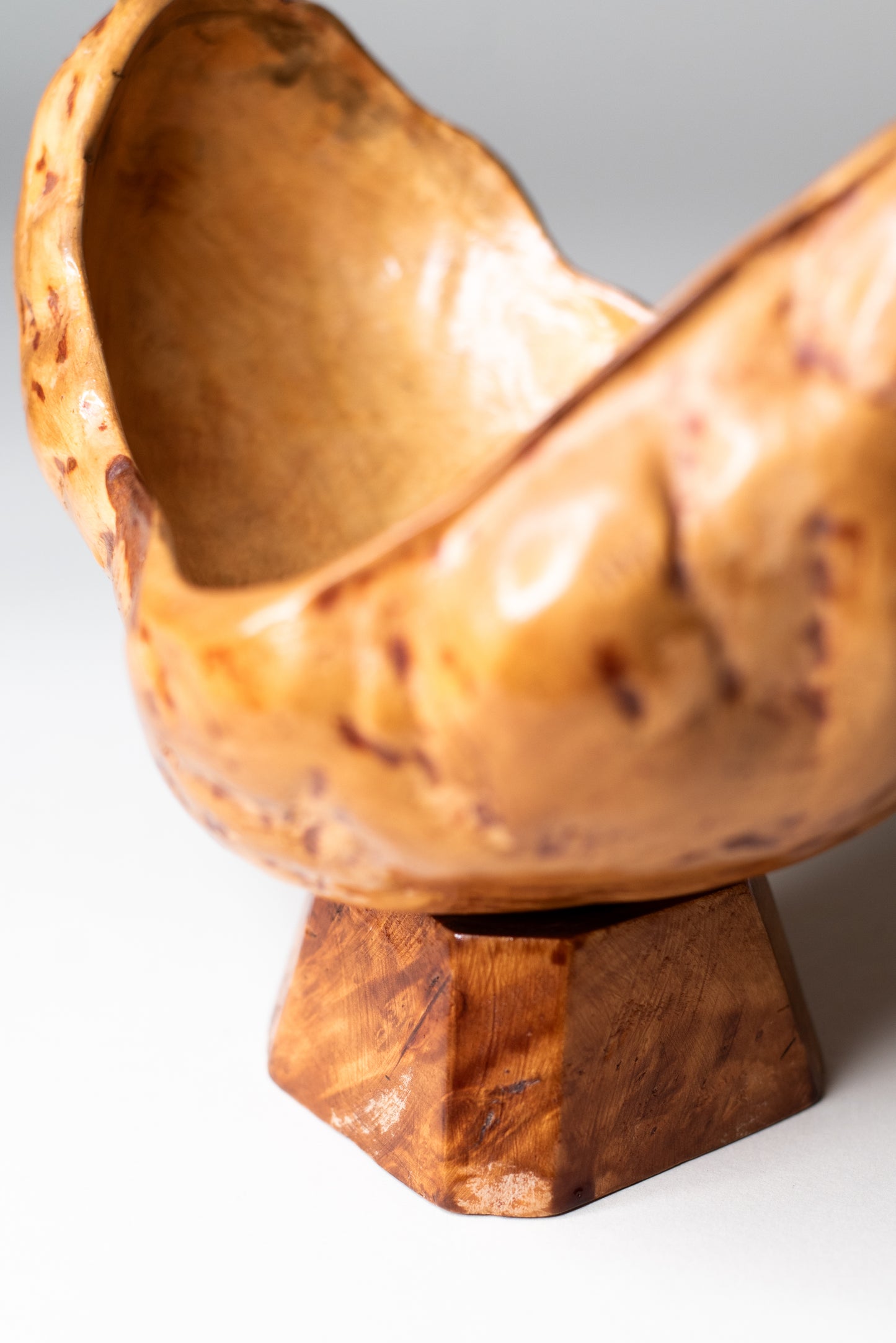 Small Burl Wood Bowl on Pedestal - Finland, Mid-Century