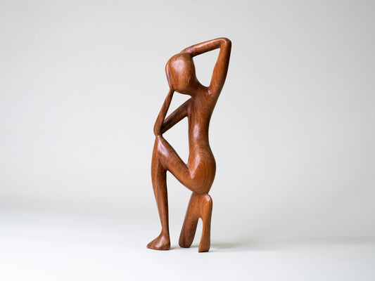 Mid-Century Abstract Teak Figure Sculpture