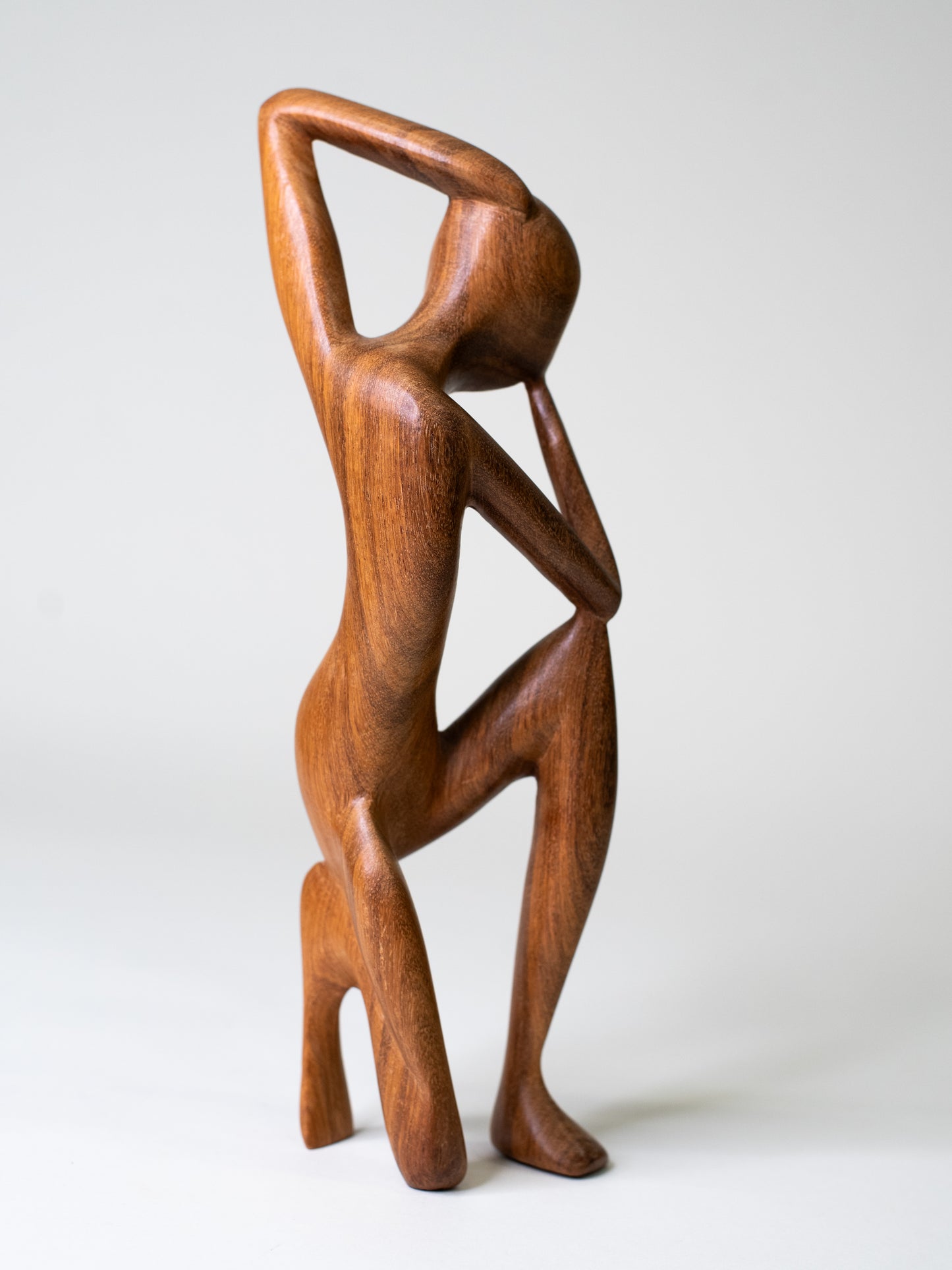 Mid-Century Abstract Teak Figure Sculpture
