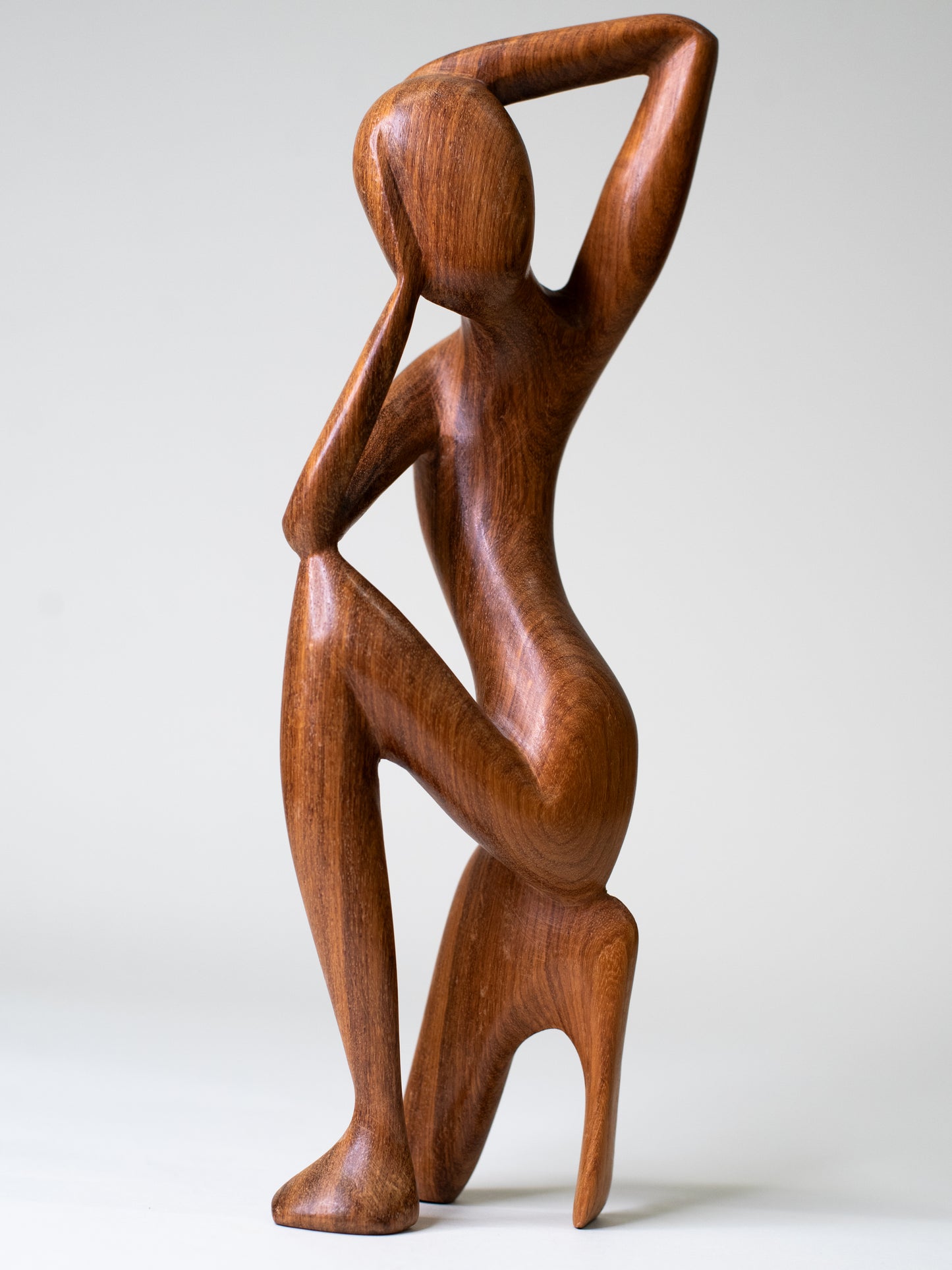 Mid-Century Abstract Teak Figure Sculpture