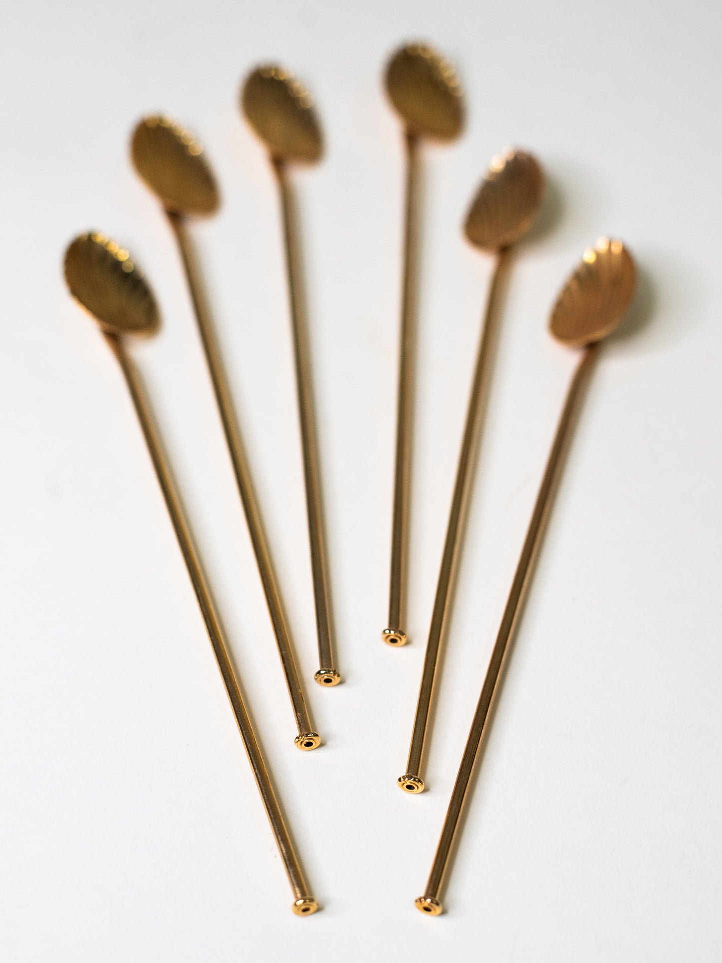 Vintage Italian Gold-Plated Shell-Shaped Cocktail Spoons – Set of 6