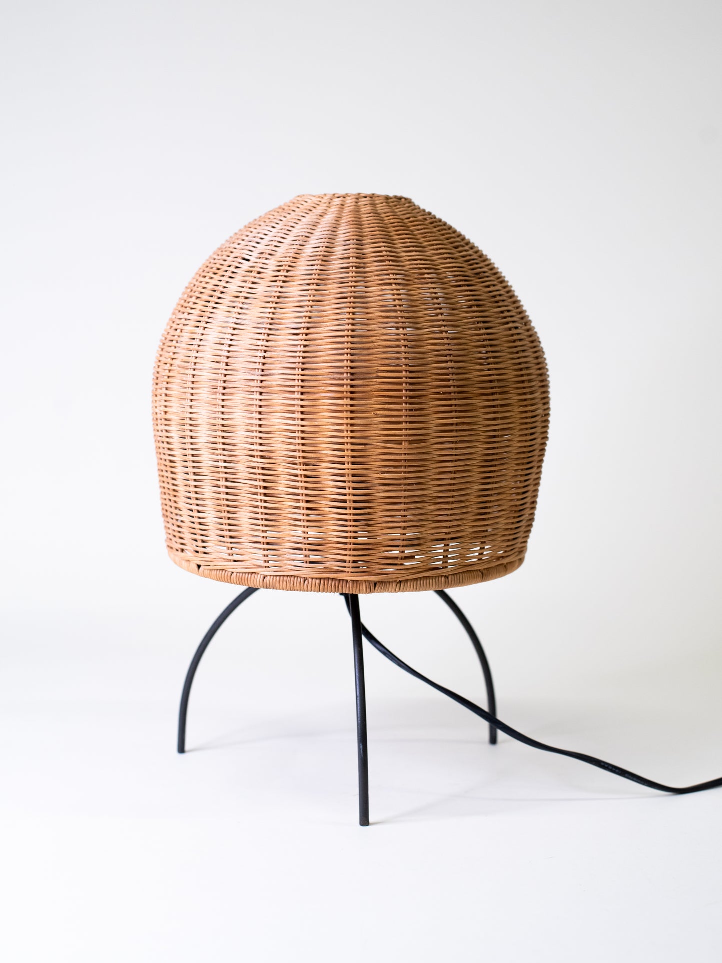 Vintage Mid-Century Woven Rattan Table Lamp