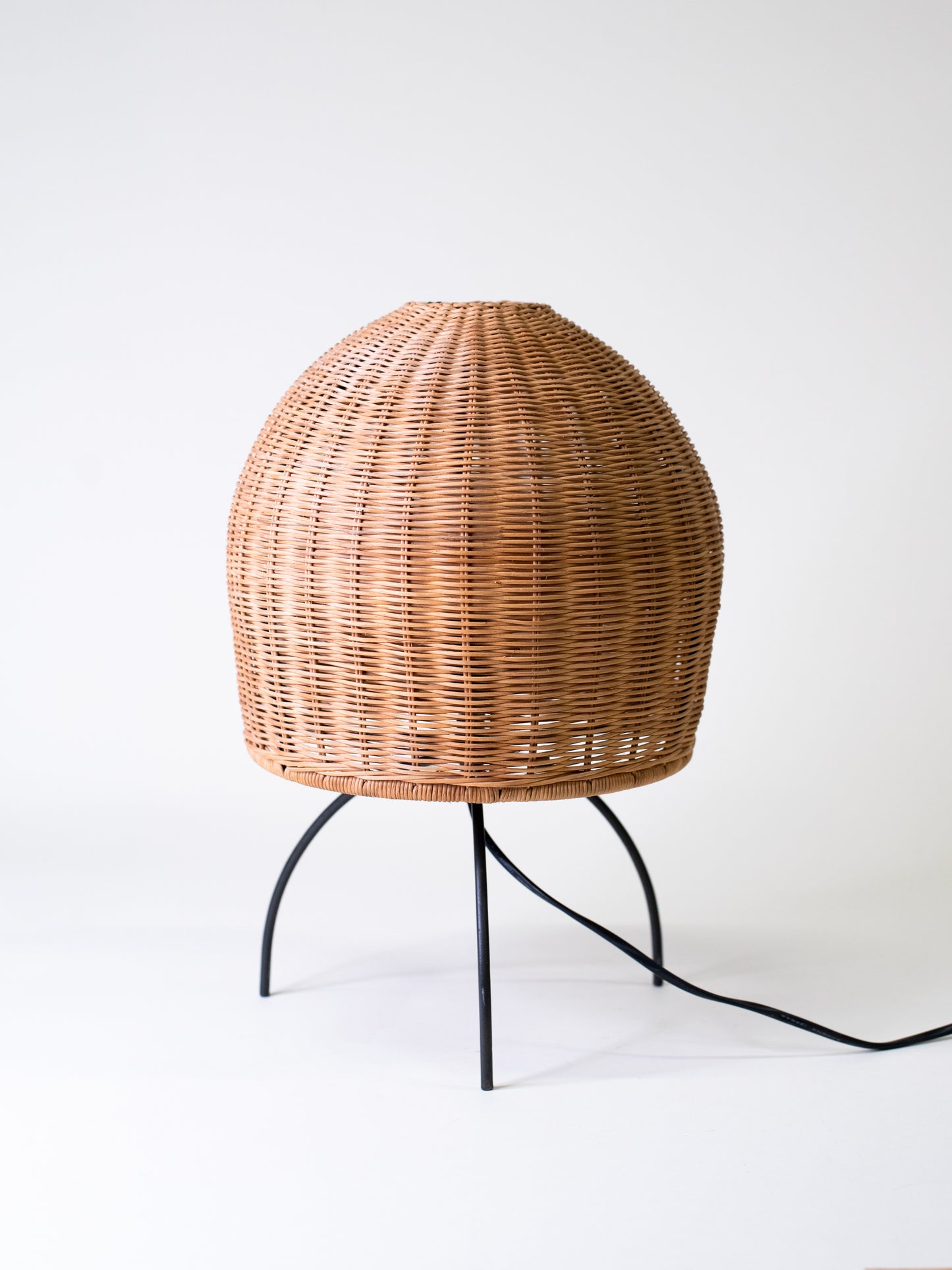 Vintage Mid-Century Woven Rattan Table Lamp