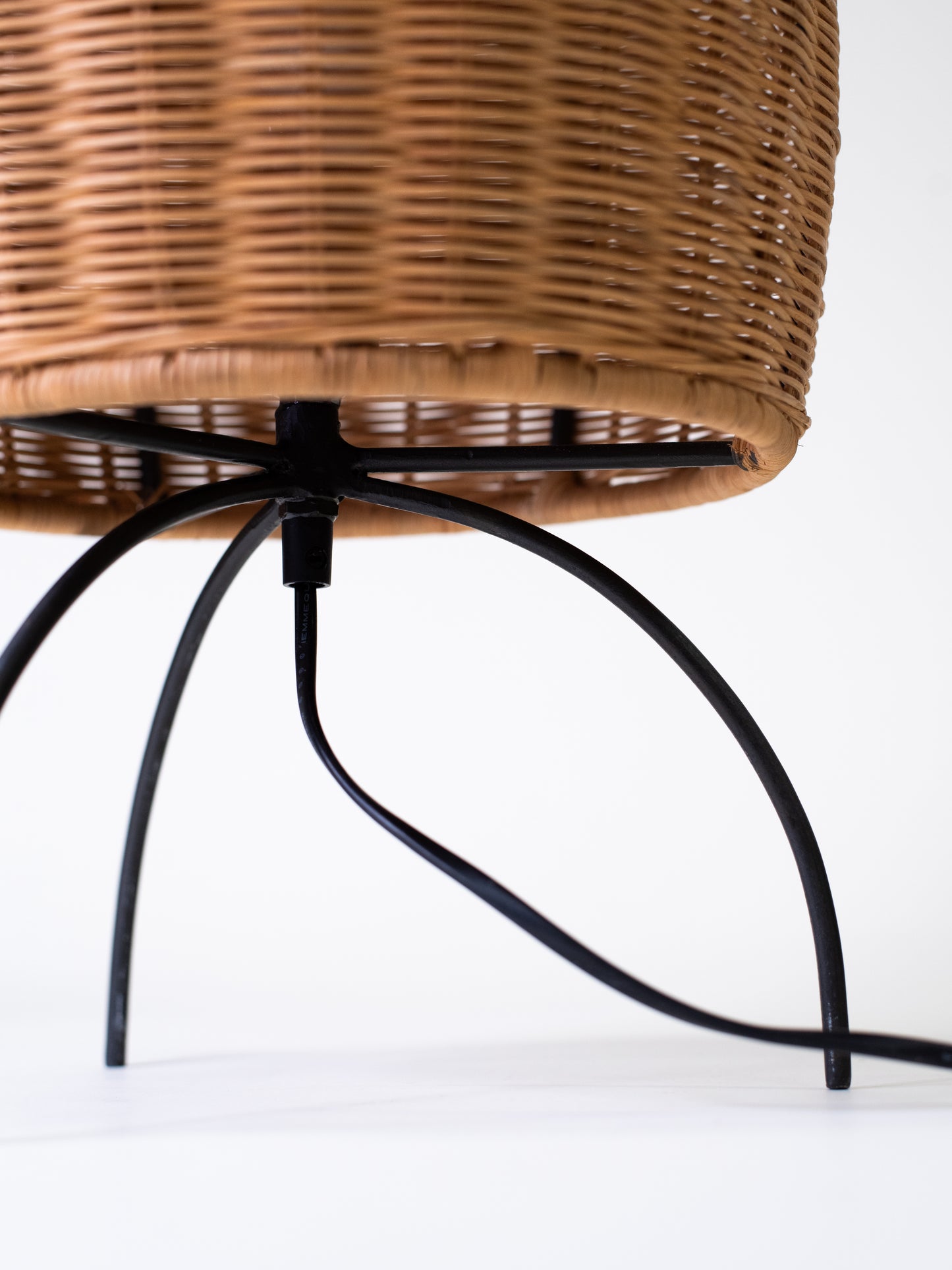 Vintage Mid-Century Woven Rattan Table Lamp