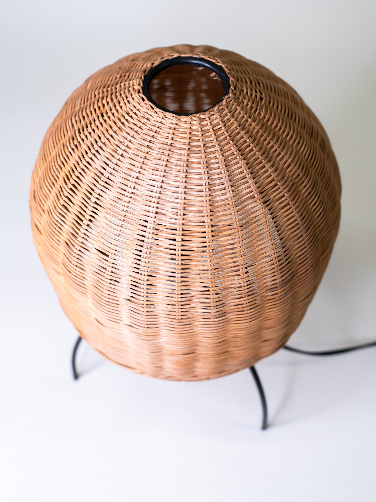 Vintage Mid-Century Woven Rattan Table Lamp