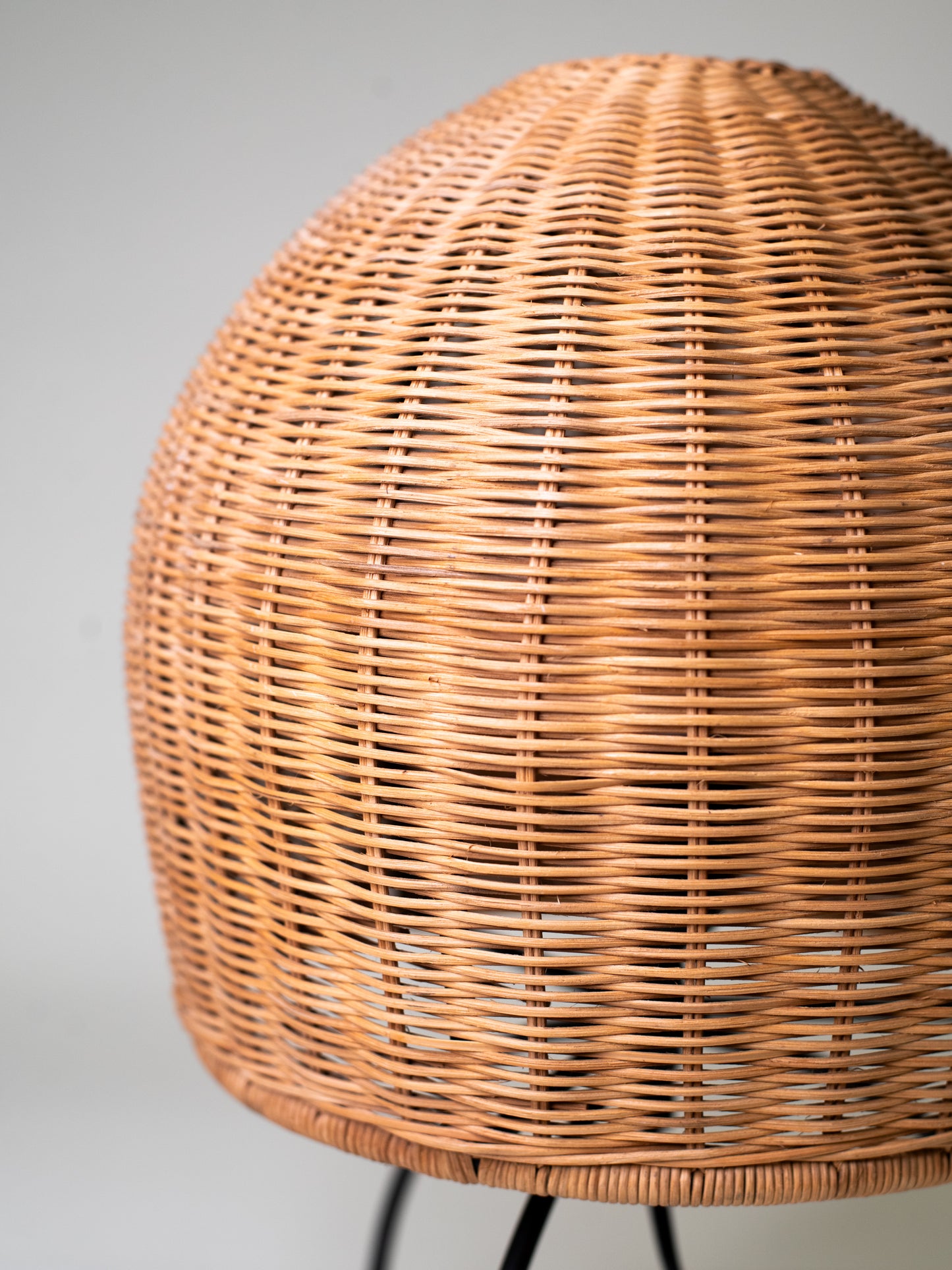 Vintage Mid-Century Woven Rattan Table Lamp