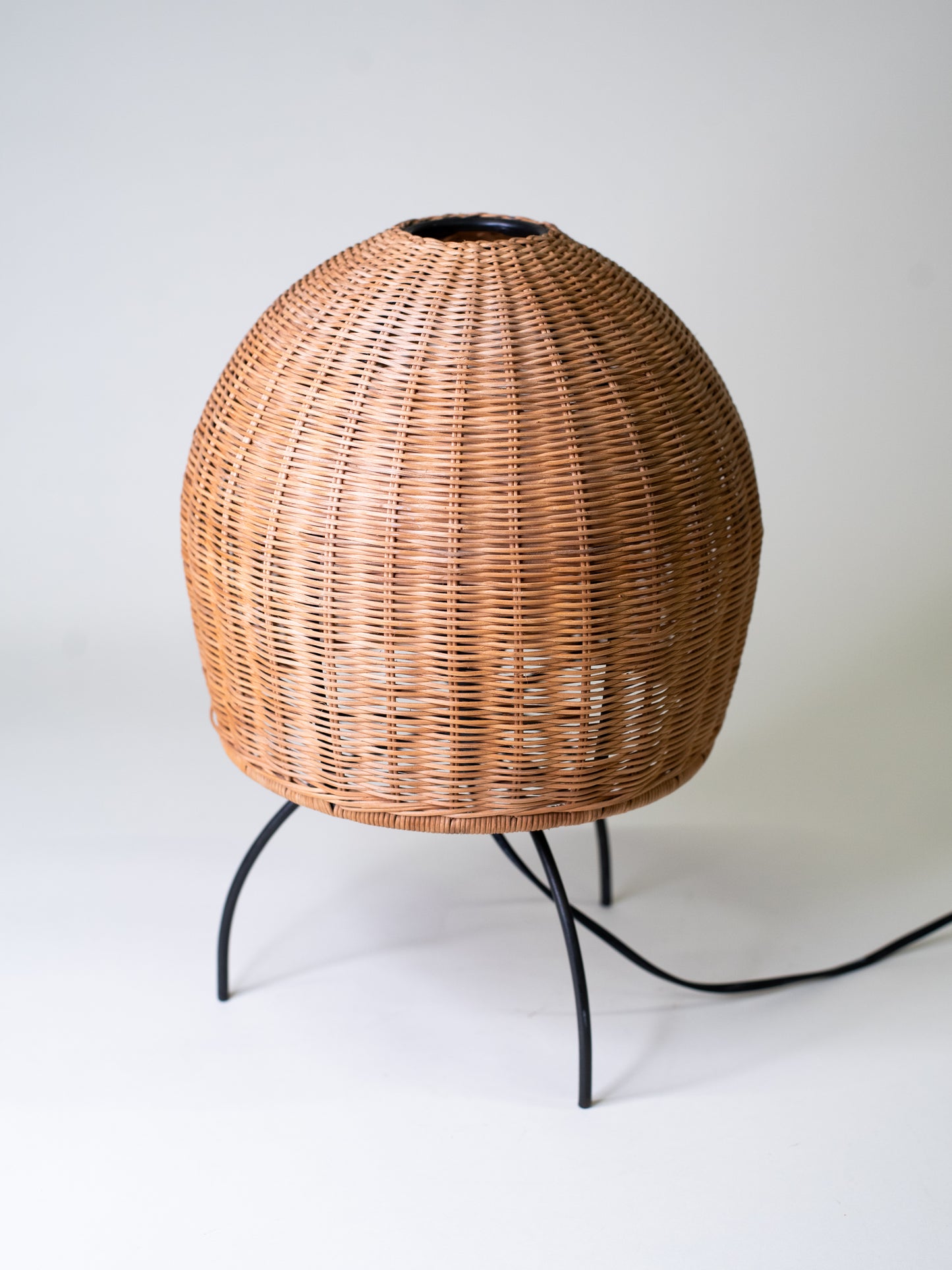 Vintage Mid-Century Woven Rattan Table Lamp