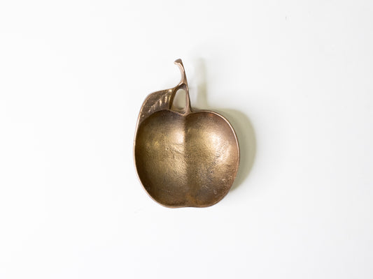 Vintage Solid Brass Apple Dish, 1970s