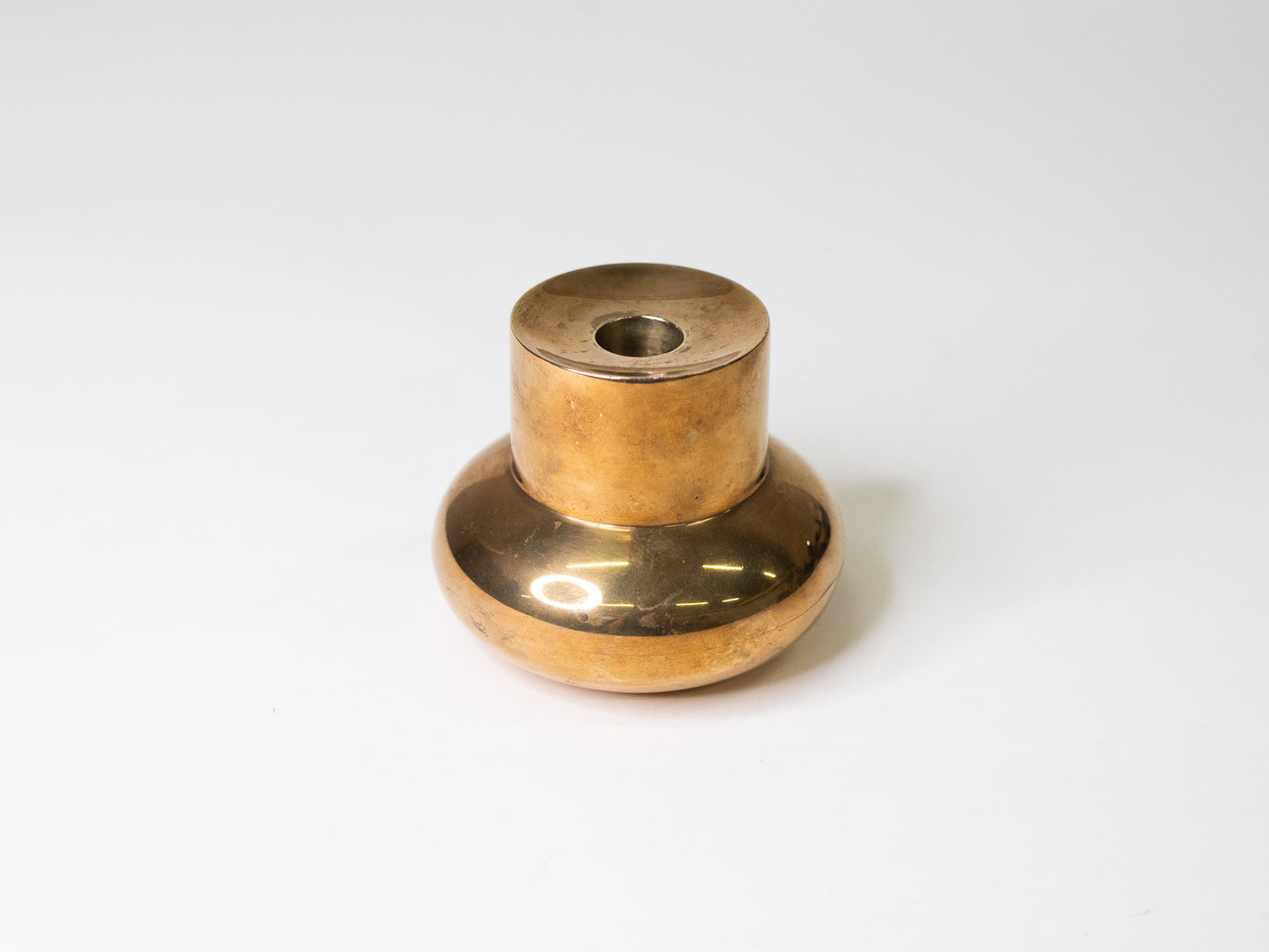 Chunky Vintage Brass Reversible Candle Holder - Sweden, 1980