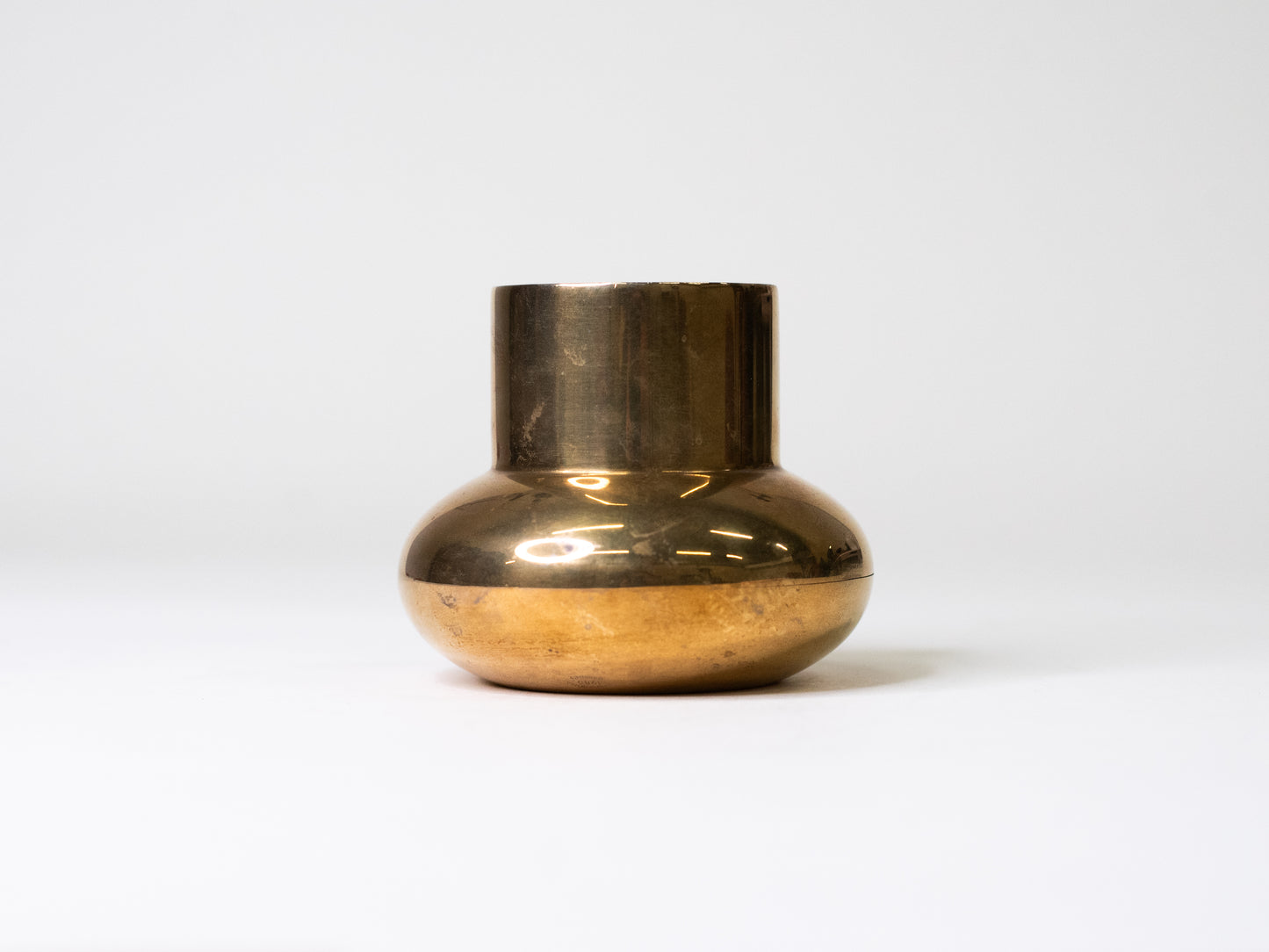 Chunky Vintage Brass Reversible Candle Holder - Sweden, 1980