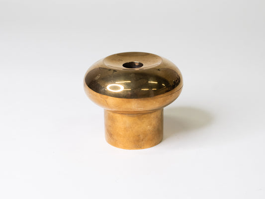 Chunky Vintage Brass Reversible Candle Holder - Sweden, 1980