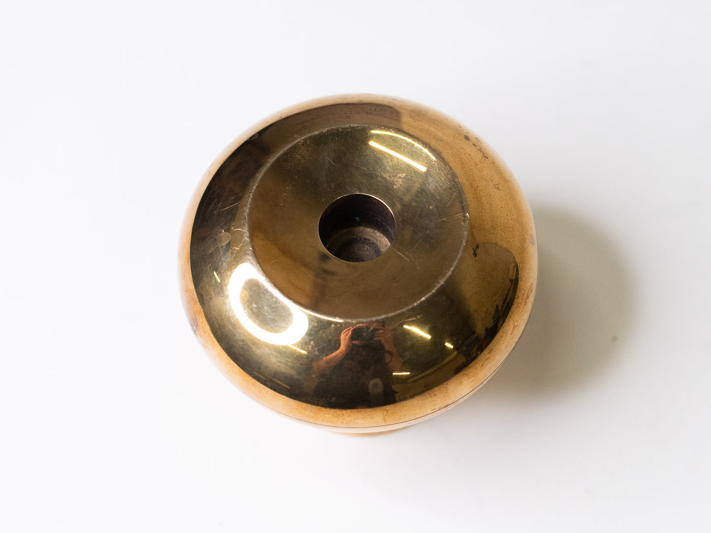 Chunky Vintage Brass Reversible Candle Holder - Sweden, 1980