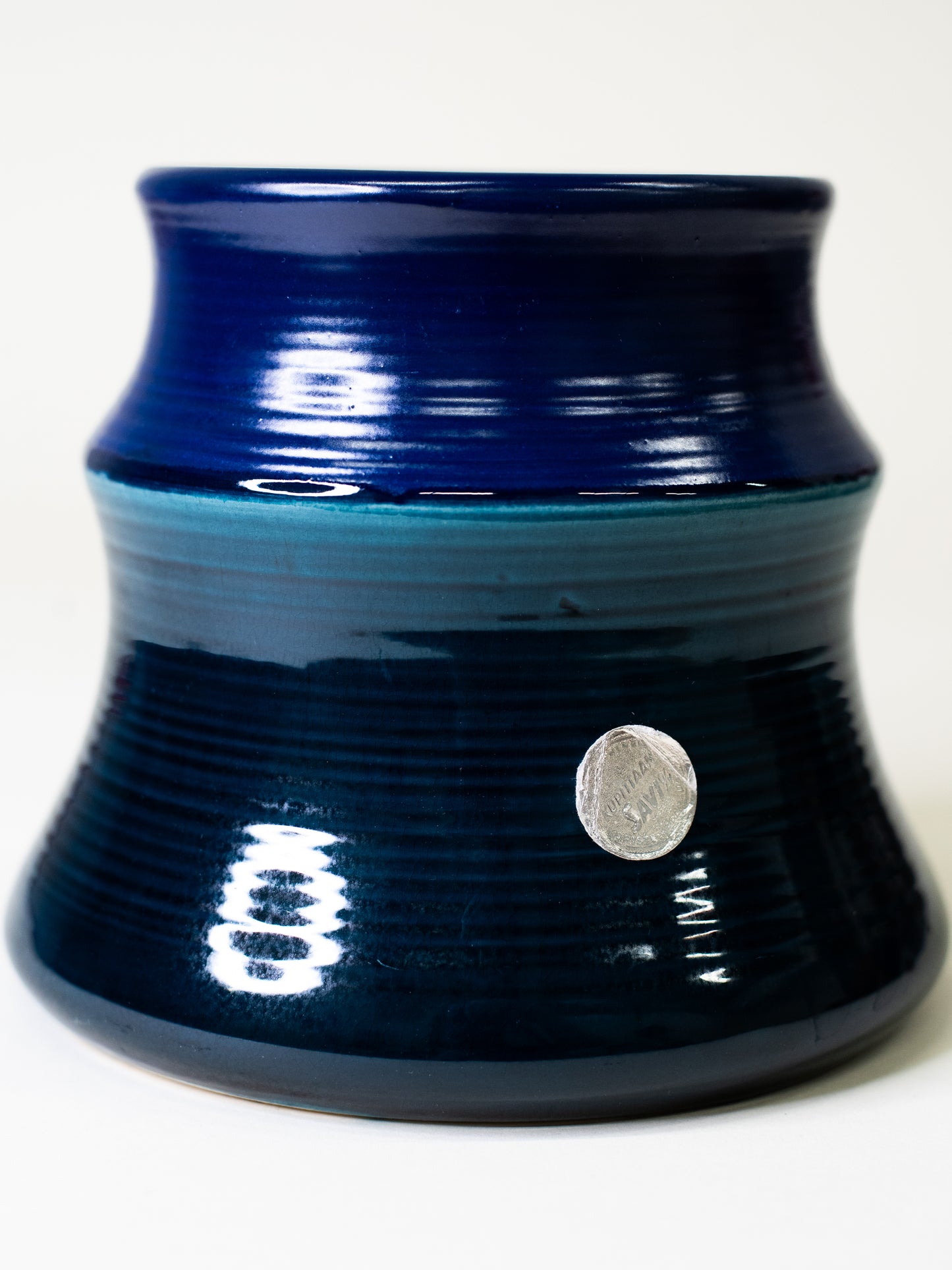 Vintage Kupittaan Savi Wide Two-Tone Vase – Finland, Mid-Century