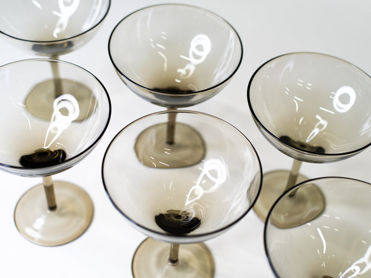 Vintage Smoky Glass Coupes - Europe, Mid-Century – Set of 6