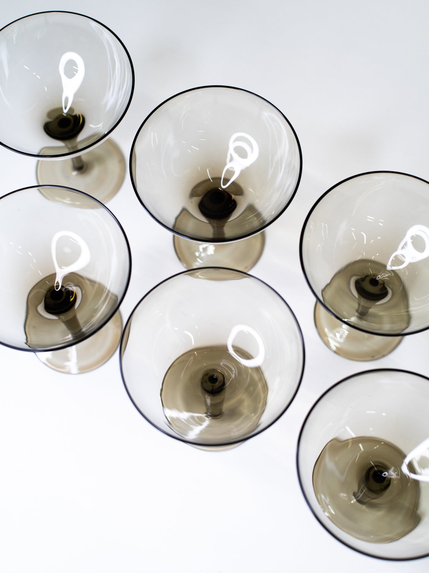 Vintage Smoky Glass Coupes - Europe, Mid-Century – Set of 6