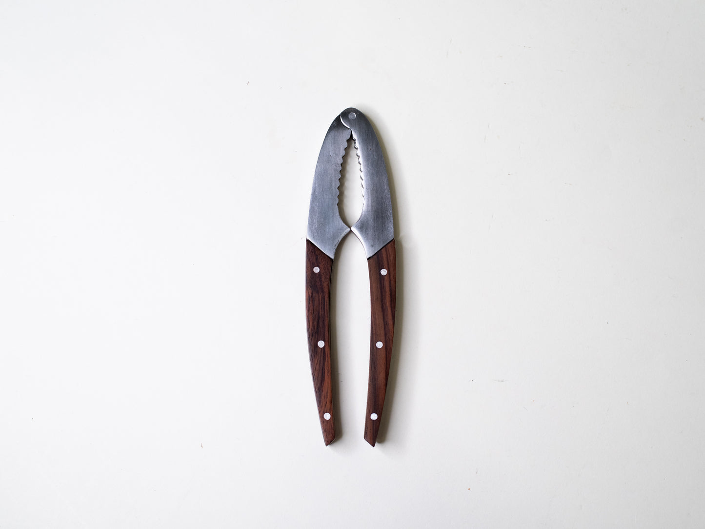 Vintage Mid-Century Stainless Steel & Wood Nutcracker
