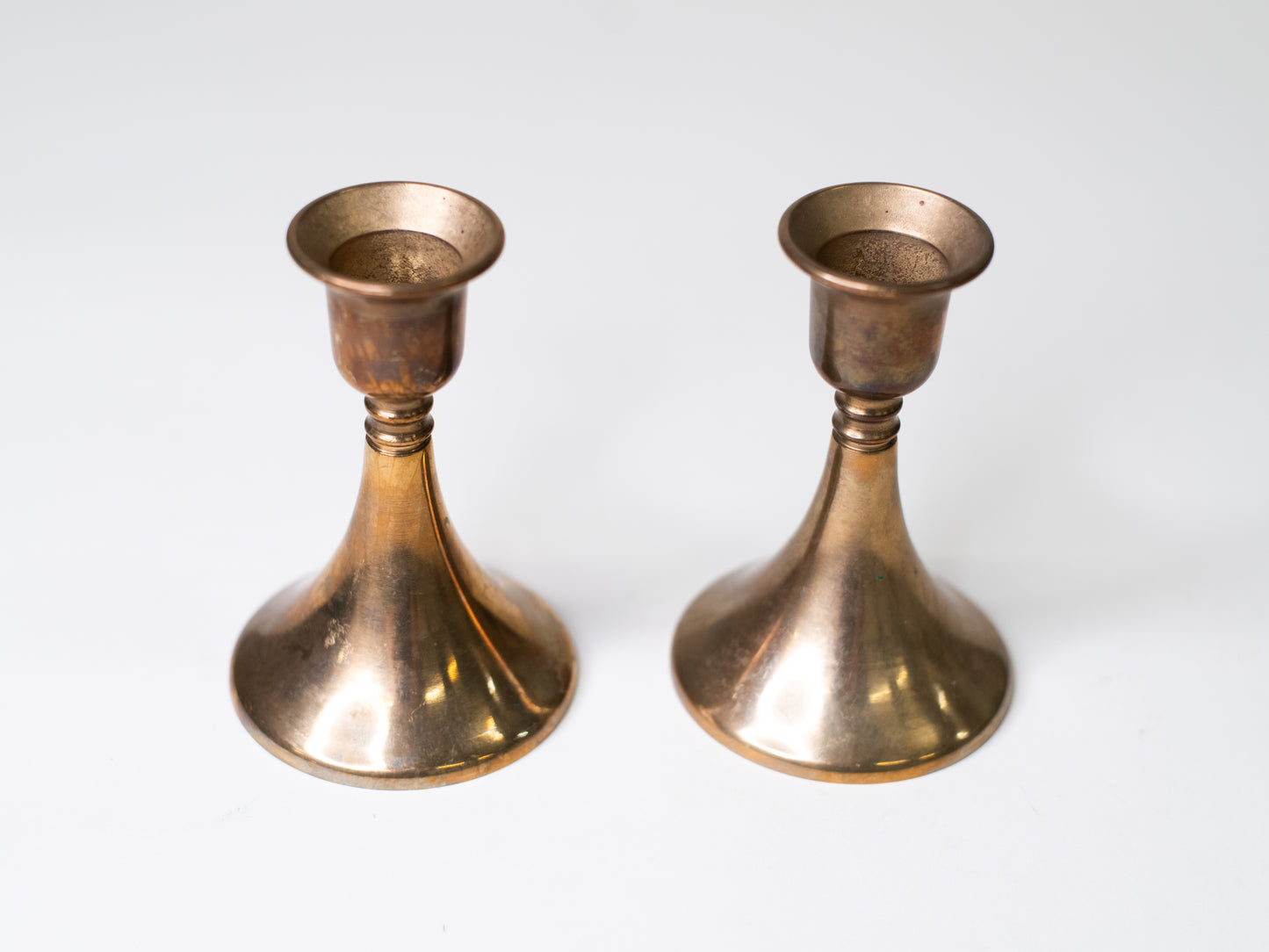 Pair of Vintage Brass Candle Holders - Sweden, 1950s
